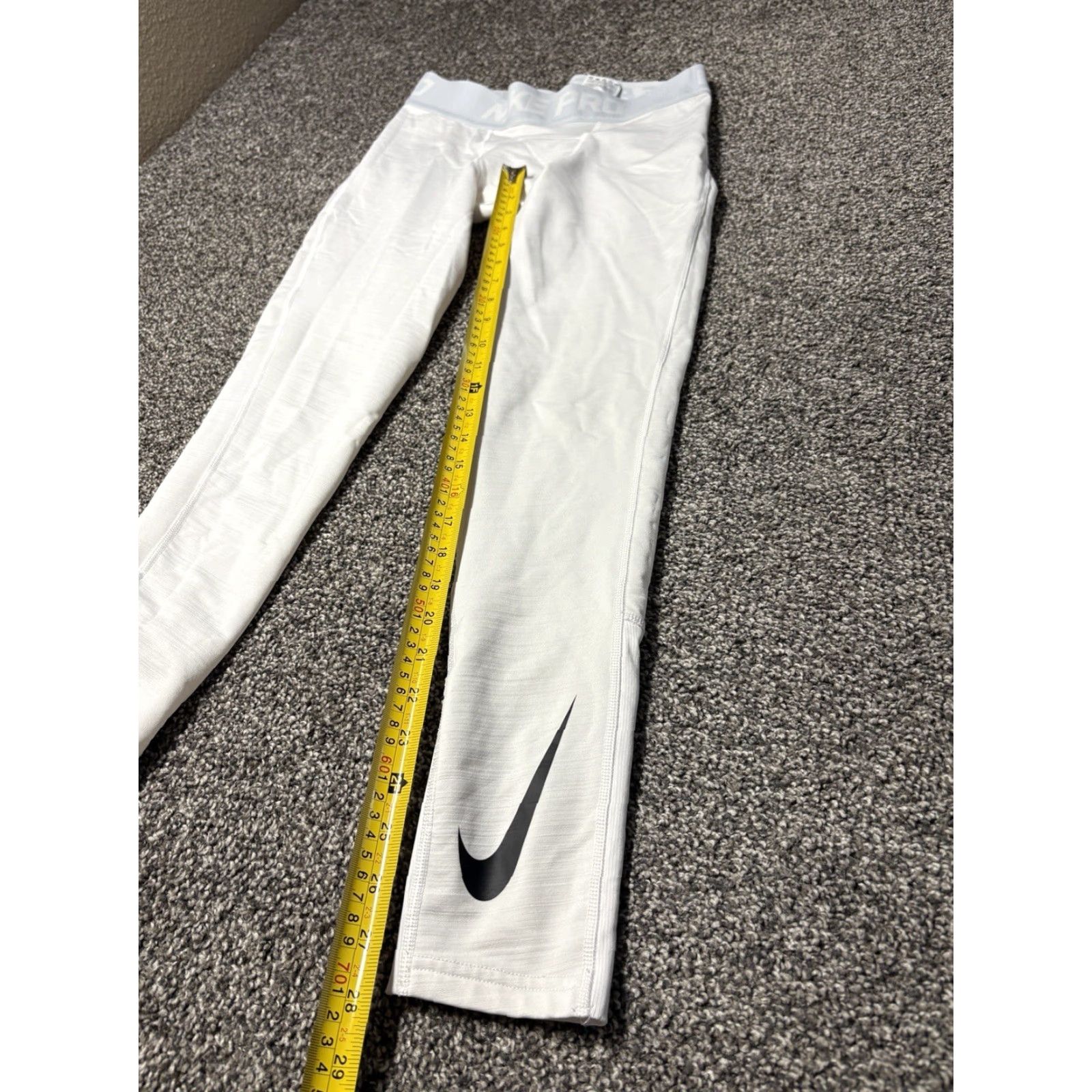 Nike VINTAGE Nike Pro Compression Pants Mens Medium White Running Training 929711 Size US 31 - 4 Thumbnail