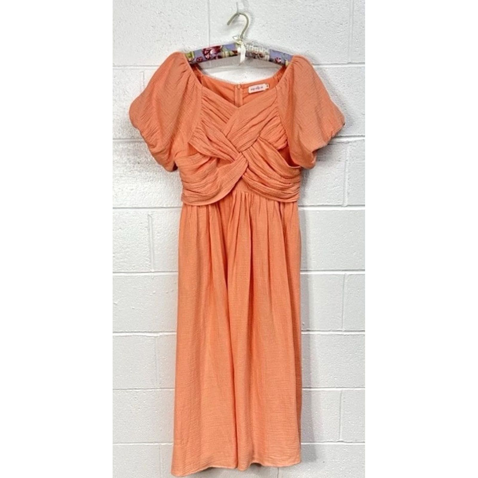 CO Ivy City Co A-Line Dress Peach Cotton Gauze Women's Size 8"} Size M / US 6-8 / IT 42-44 - 4 Thumbnail
