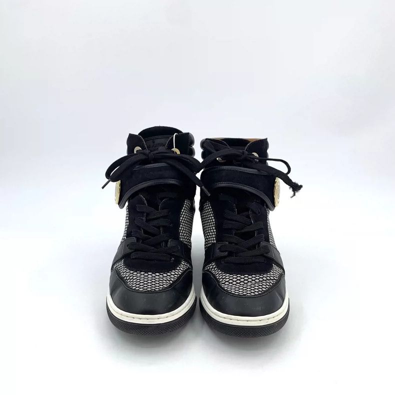 Louis Vuitton Louis Vuitton Black round toe lace-up high top sneakers Size US 7 / IT 37 - 3 Thumbnail