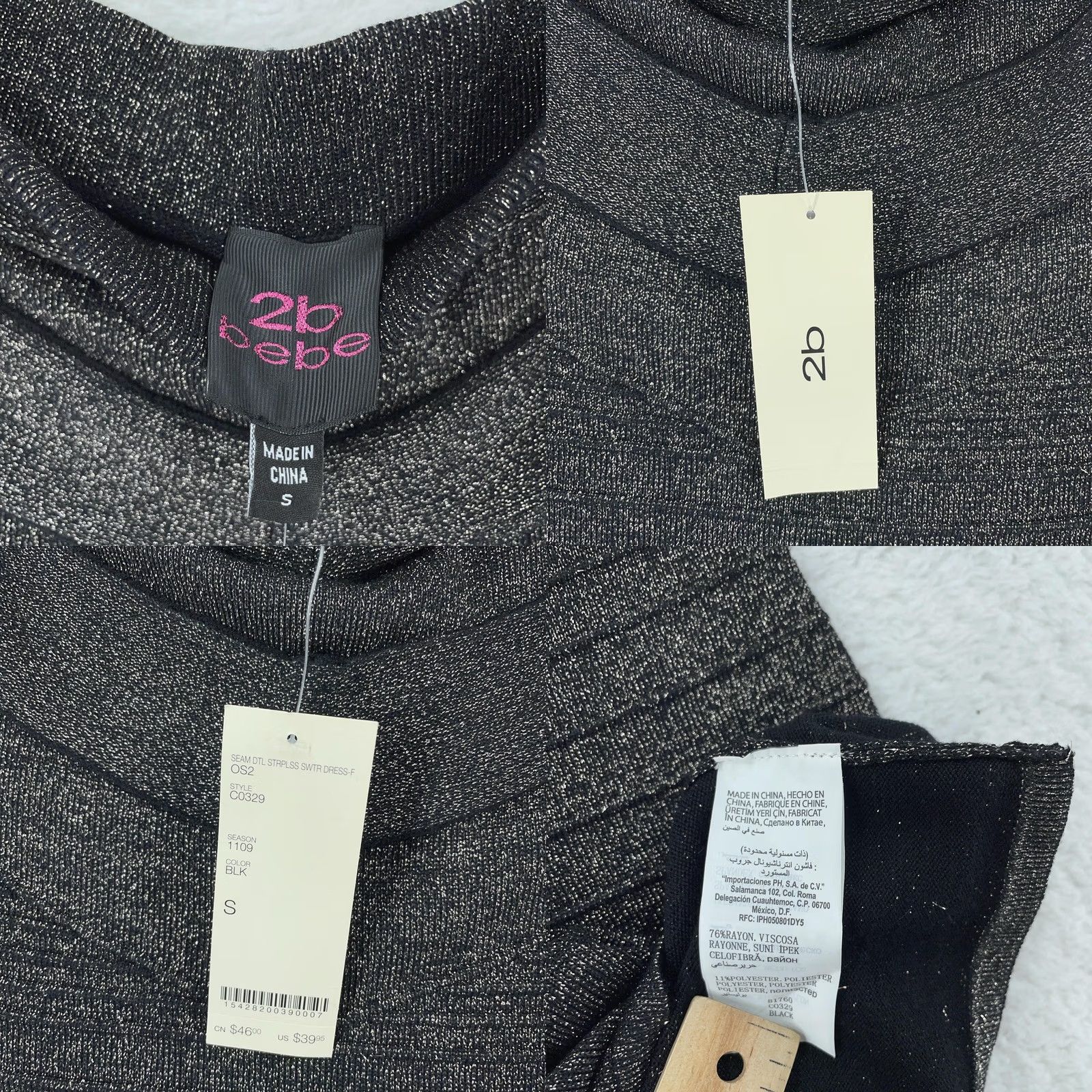 Bebe 2b bebe Strapless Mini Dress Womens Small Black Seamed Comfy Stretch Casual Party/Cocktail Short Vintage No Size S / US 4 / IT 40 - 8 Thumbnail
