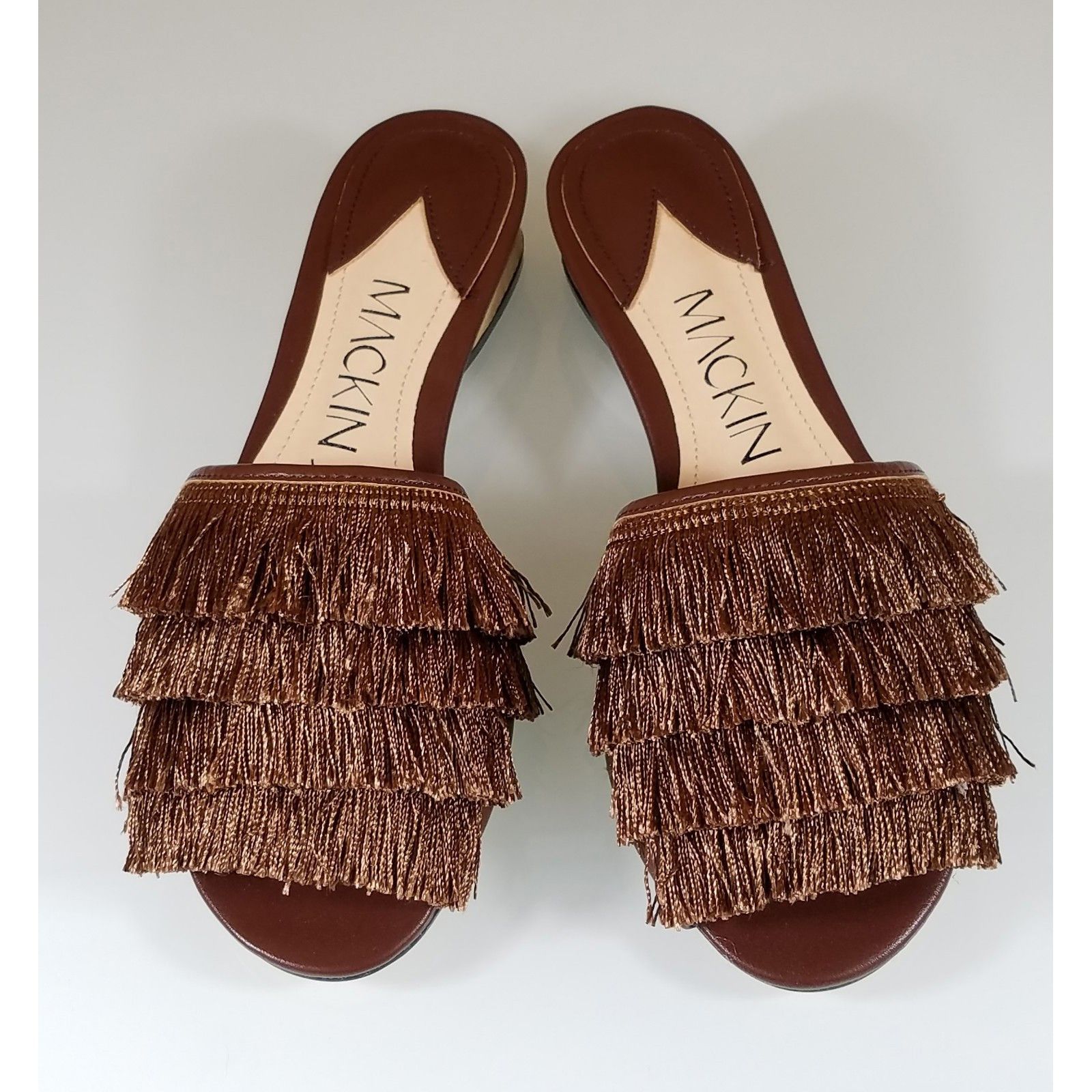 Other Mac J Bronze Camel Fringe Slip On Flats Mules Clog Slipper Size US 8.5 / IT 38.5 - 2 Thumbnail
