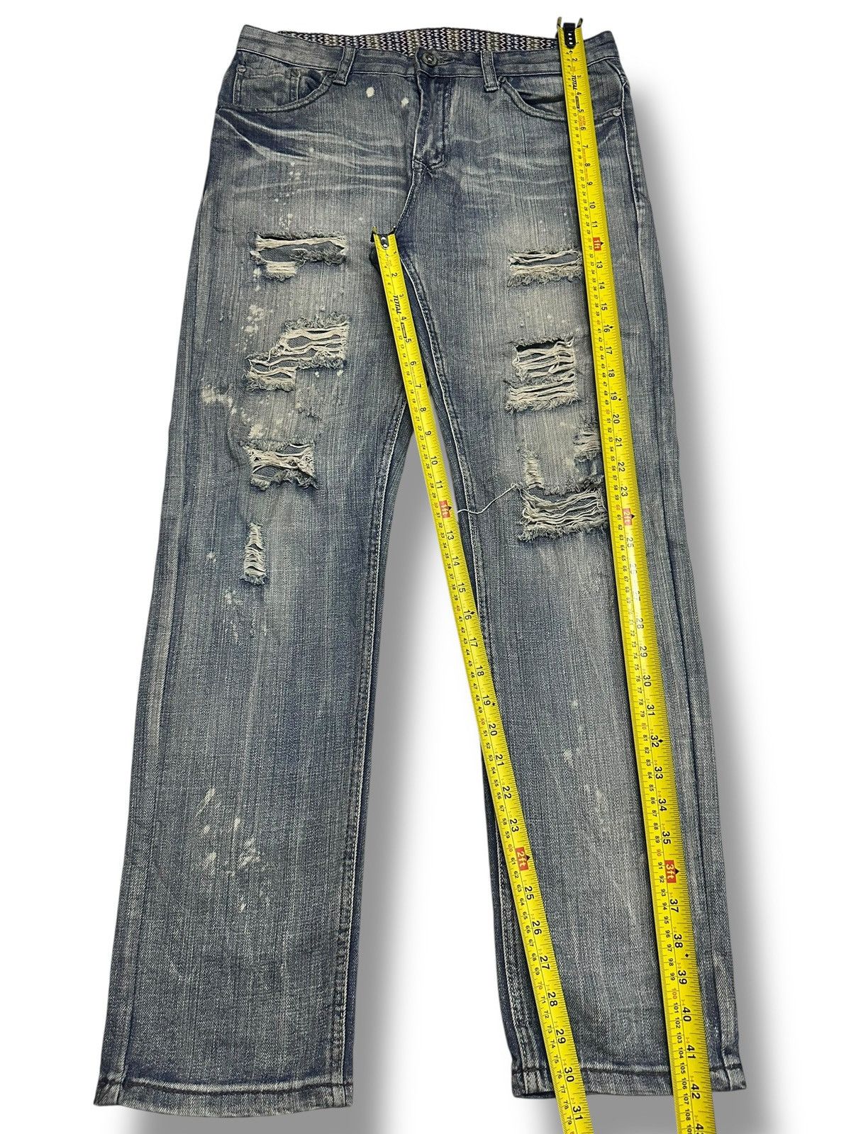 Jean Retro Man No13 Lot 1988 Distressed Painted Straight Loose Size US 34 / EU 50 - 13 Thumbnail