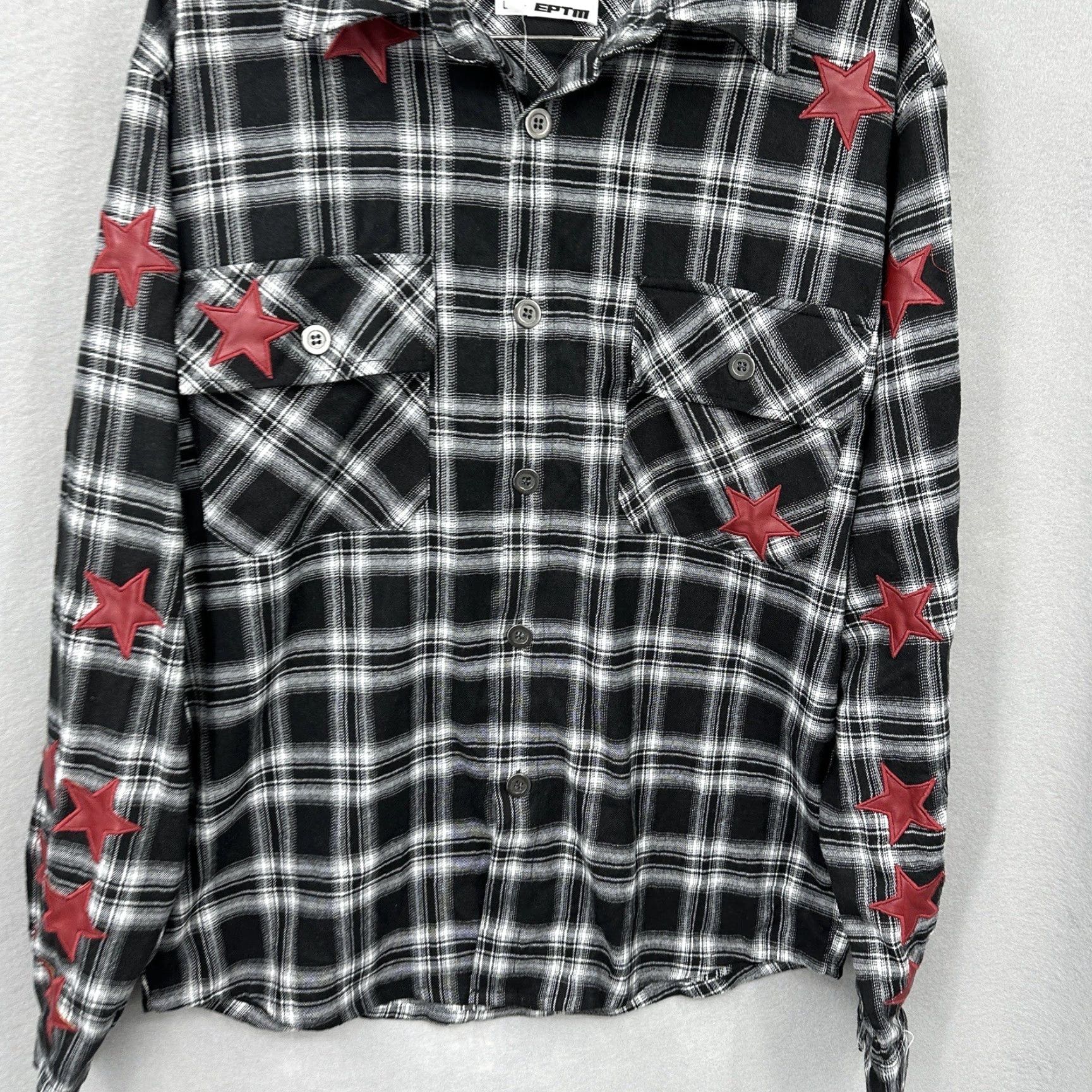 Vintage EPTM Shirt Mens L Flannel Button Front Stars Street Style Oversized Western y2k Size US L / EU 52-54 / 3 - 3 Thumbnail