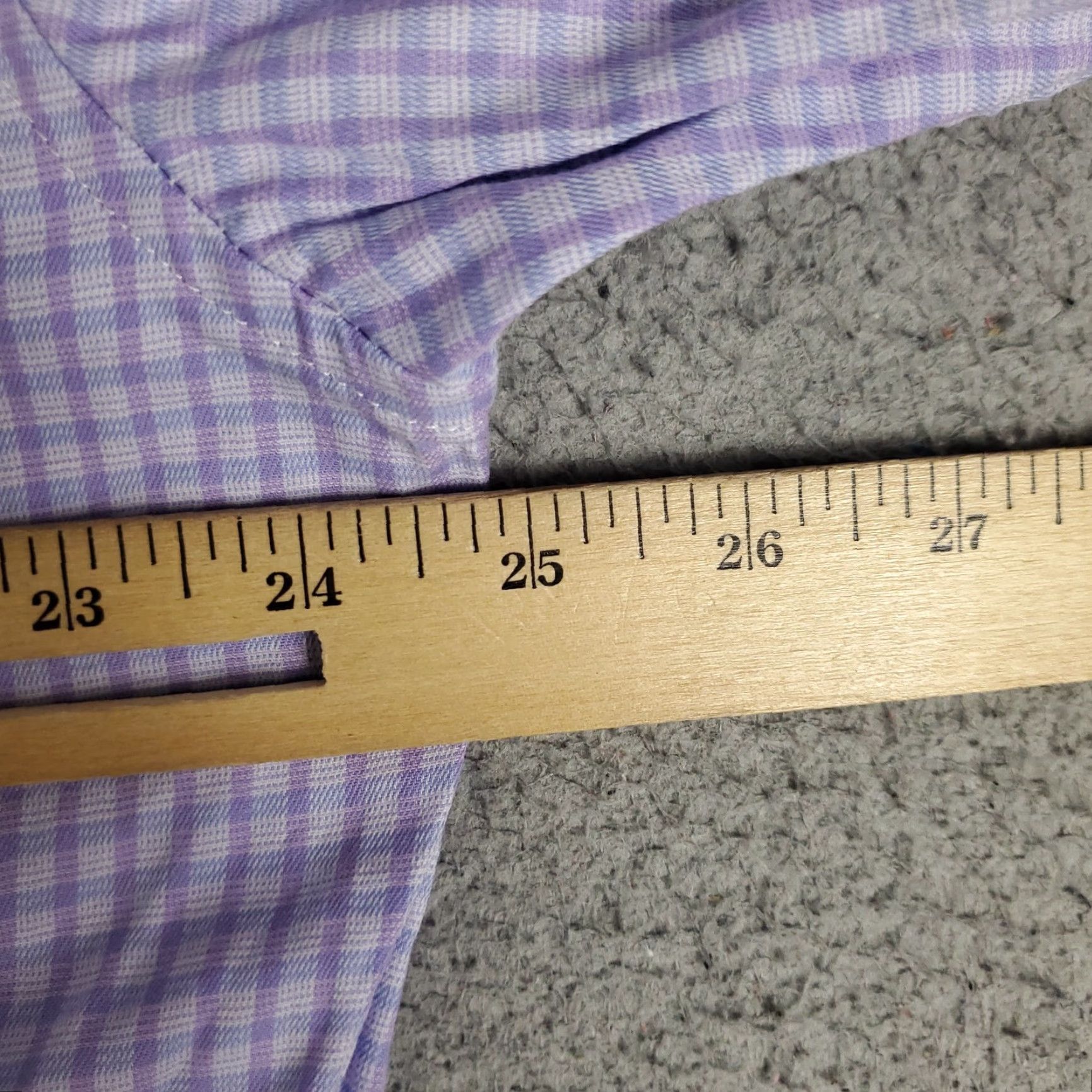 Vintage DUCHAMP Tailored Fit Dress Shirt Mens XL Long Sleeve Purple Check Classic Modern Size 46R - 5 Thumbnail