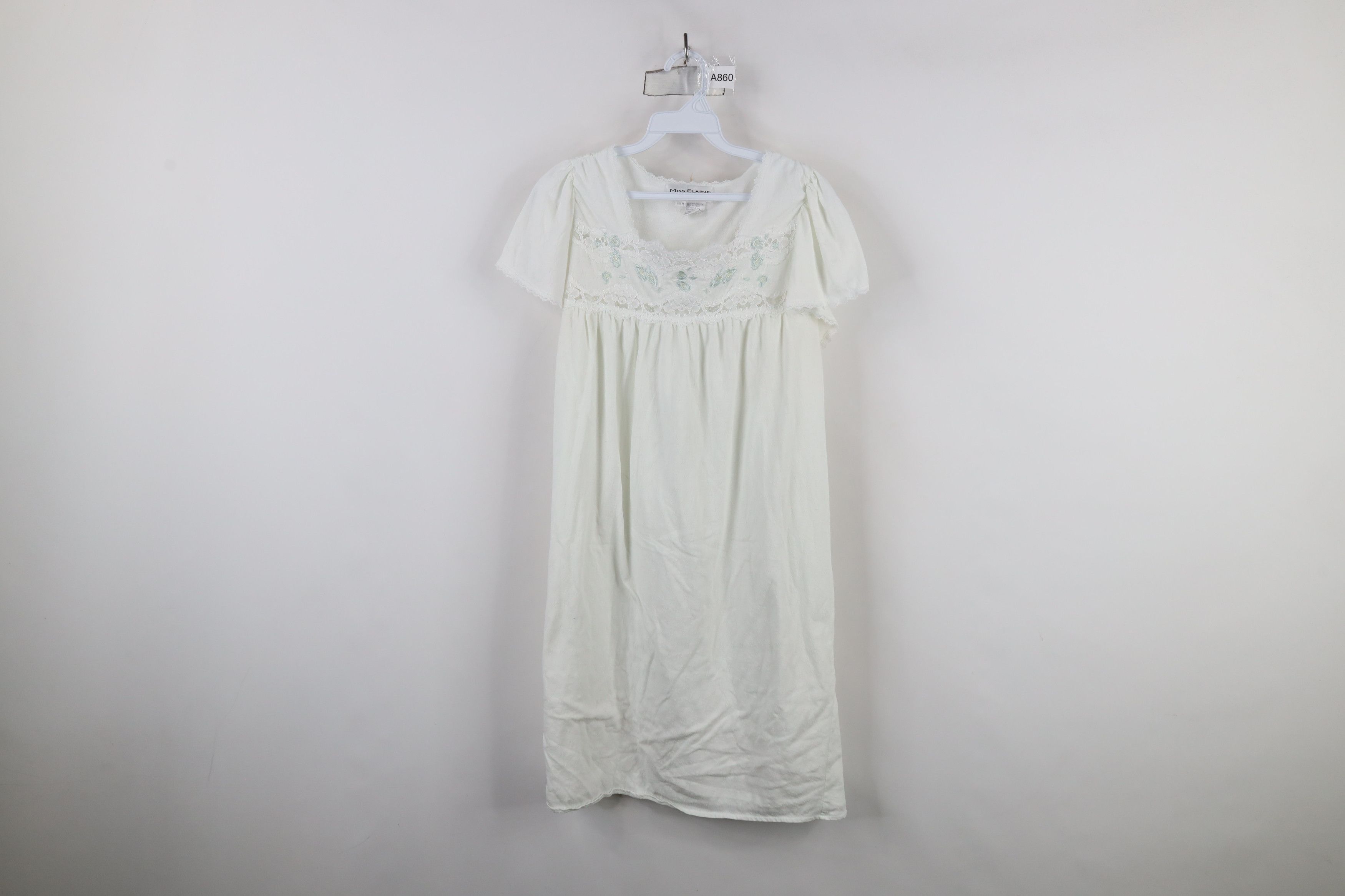 Vintage Vintage 90s Miss Elaine Lace Knit Night Gown Sleep Shirt Size M / US 6-8 / IT 42-44 - 1 Thumbnail