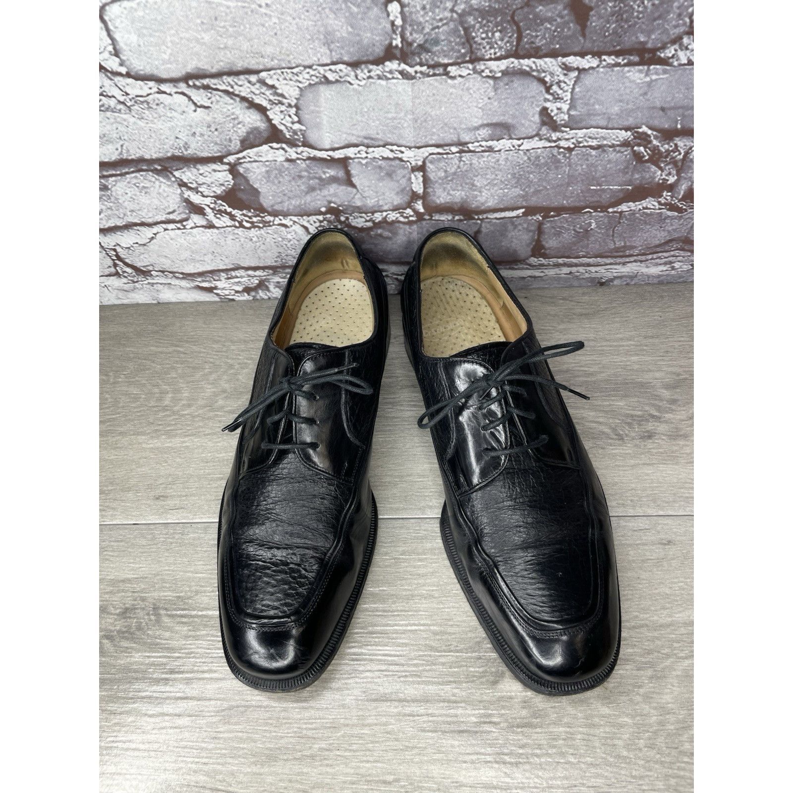 Johnston & Murphy Johnston & Murphy Black Leather Square Toe Italy Dress Shoe Size US 10 / EU 43 - 3 Thumbnail