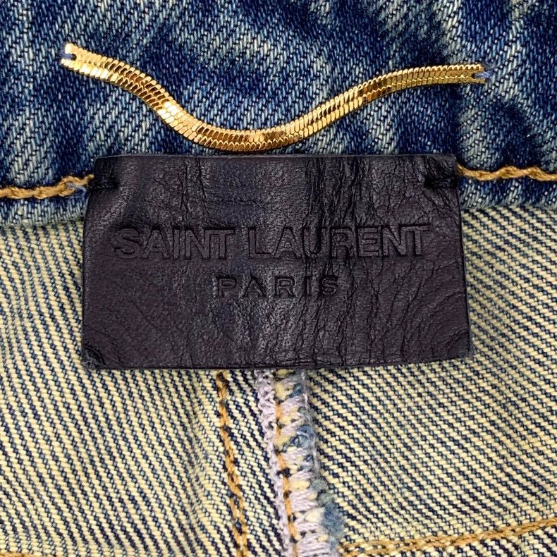 Saint Laurent Paris Saint Laurent Paris Blue washed old cotton fringed casual Size 27" / US 4 / IT 40 - 5 Thumbnail