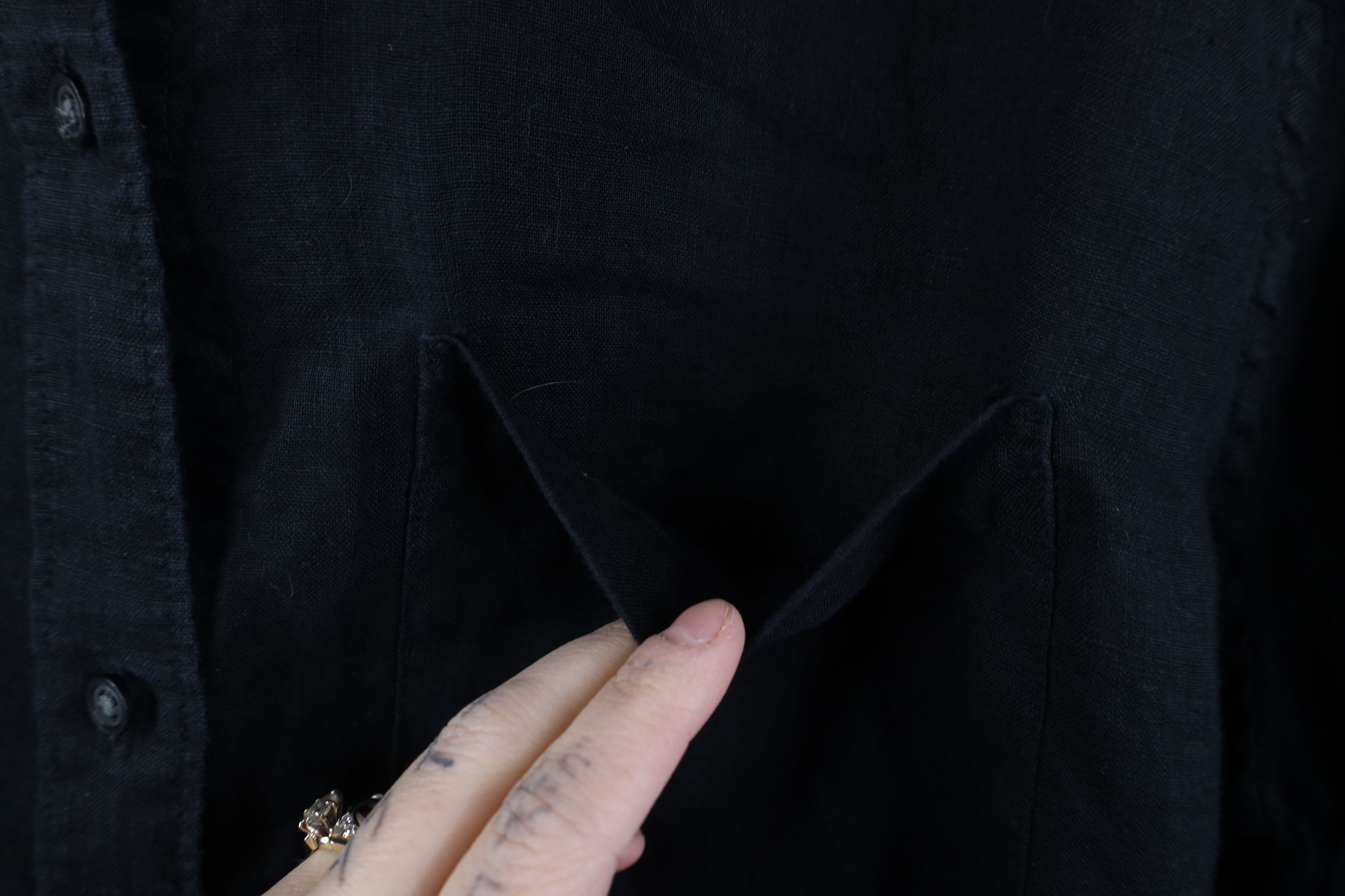 Gap Vintage Y2K Gap Linen Baggy Boyfriend Fit Button Shirt Black Size L / US 10 / IT 46 - 6 Thumbnail