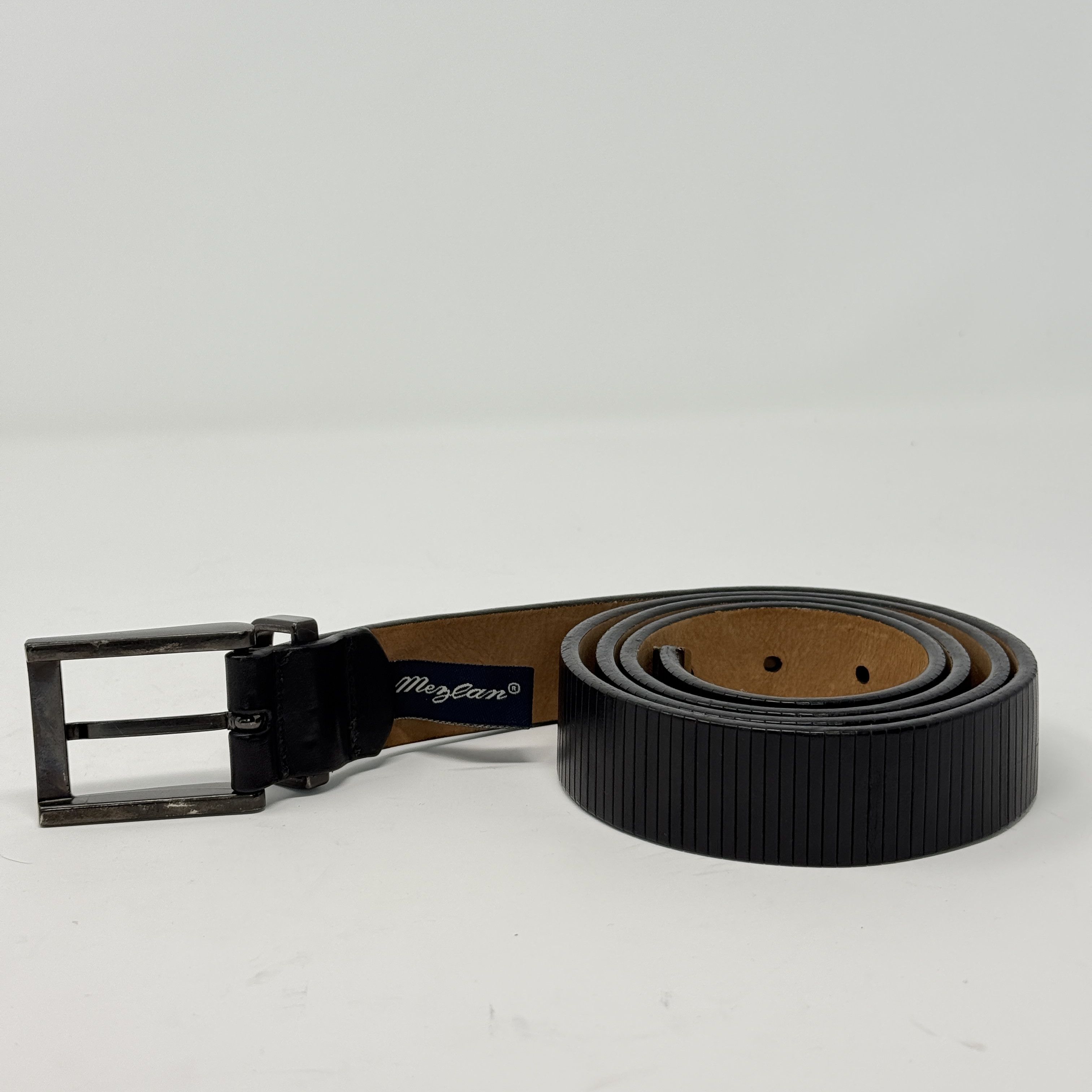 Other MEZLAN Black Leather Belt | Sz 40 | SPAIN made RIBBED Size 40 - 2 Thumbnail