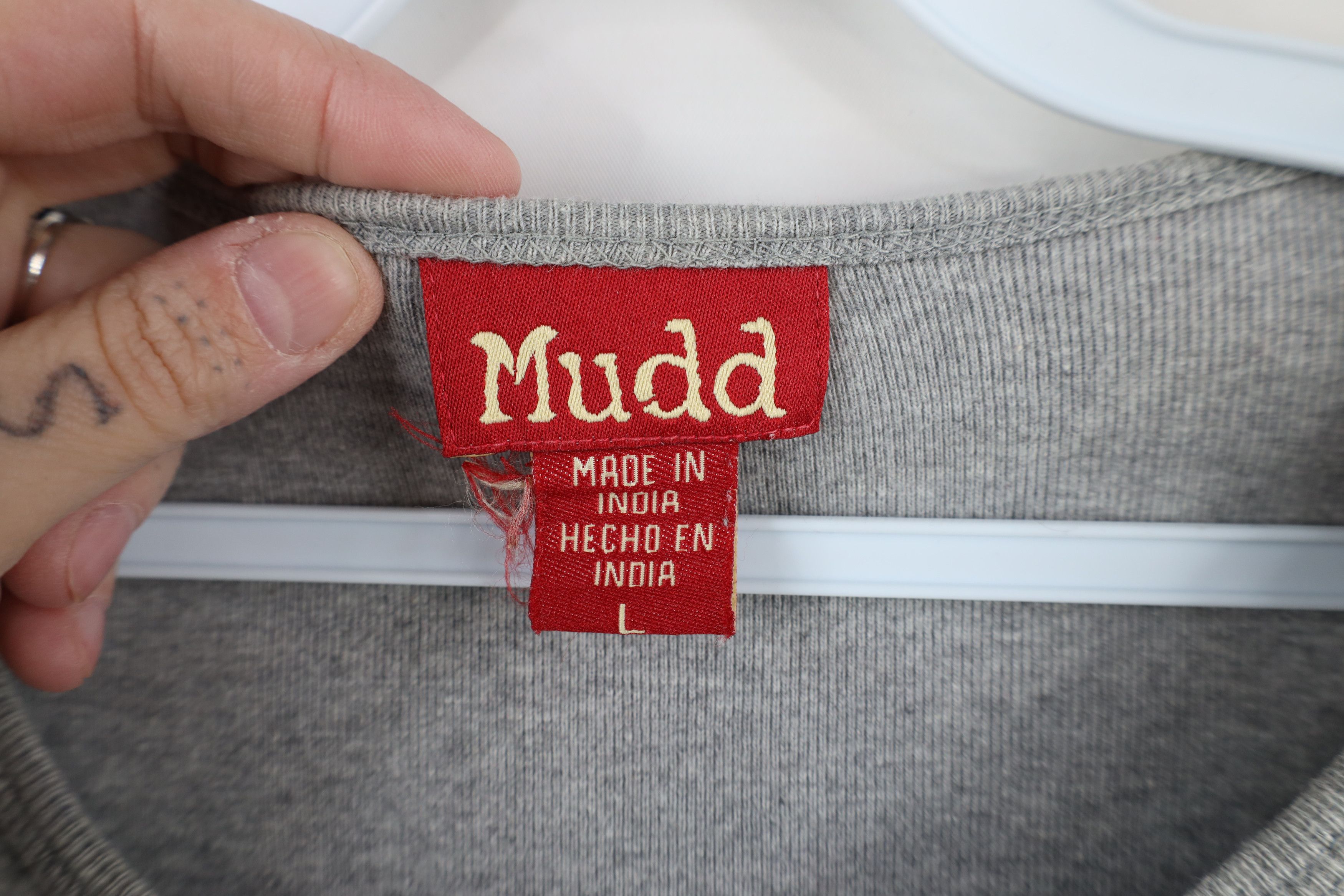 Vintage Vintage 90s Y2K Mudd Babydoll Ribbed Thermal T-Shirt Gray Size L / US 10 / IT 46 - 8 Thumbnail