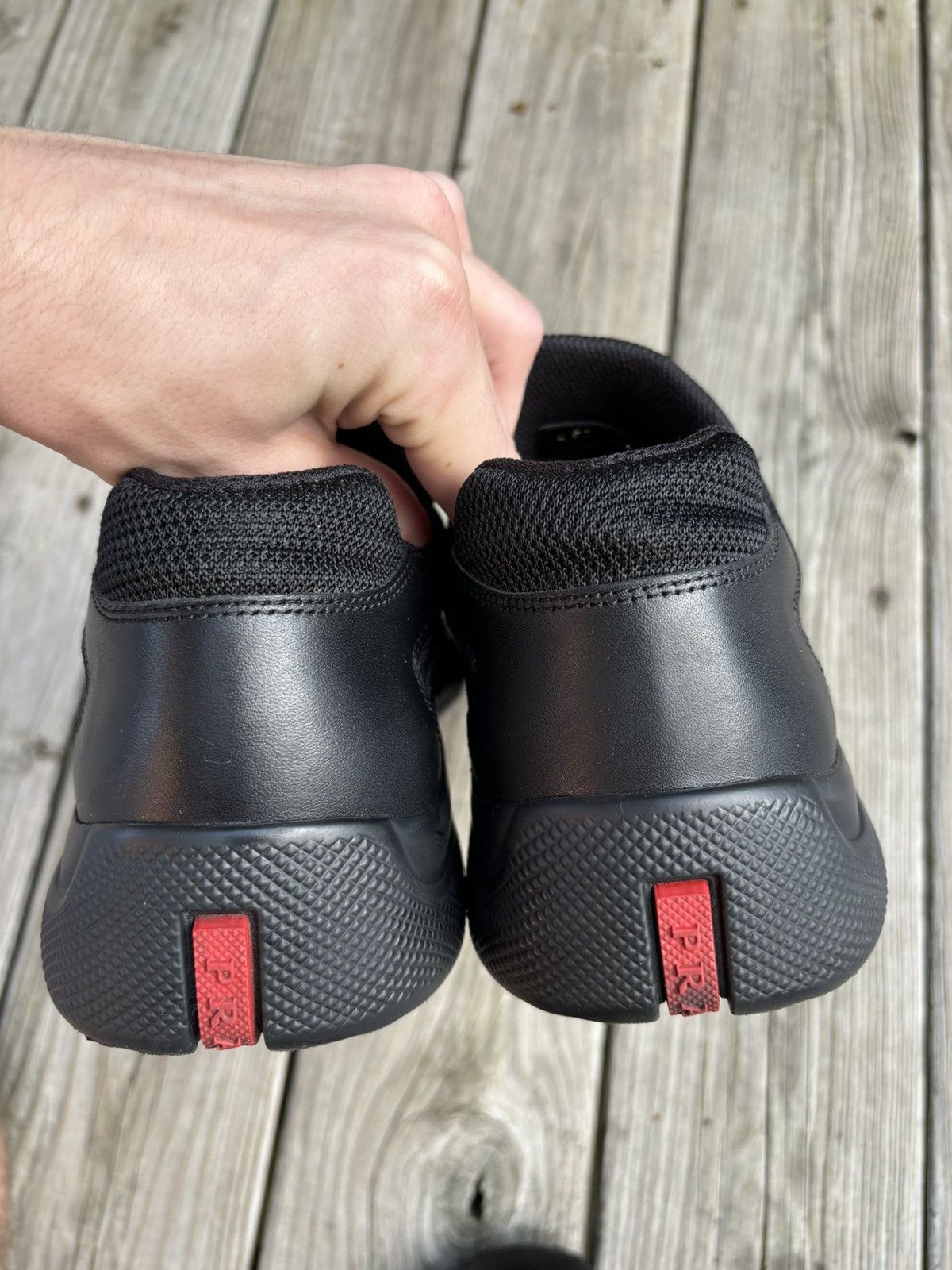 Prada Americas Cup Black Leather Size 12 Size US 12 / EU 45 - 5 Thumbnail