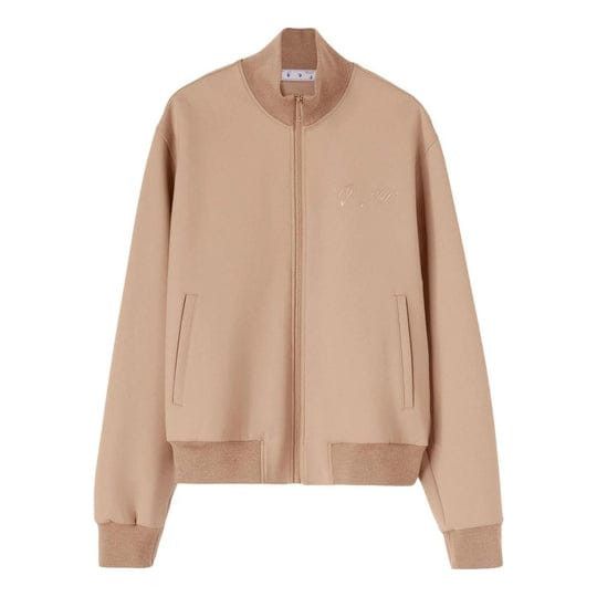 Off-White o1gr1nt1124 Quote Wool Slim Tracktop Jacket in Beige Size US S / EU 44-46 / 1 - 1 Thumbnail