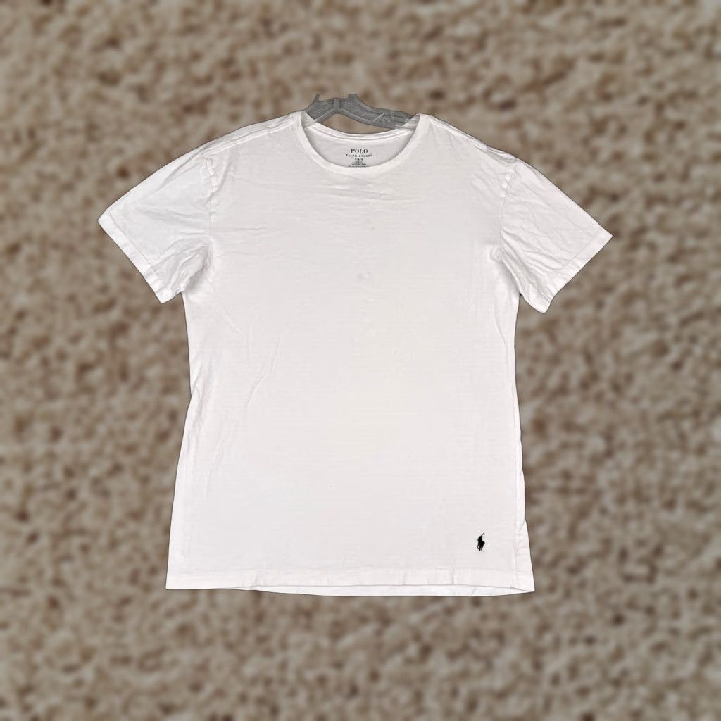 Ralph Lauren Polo Ralph Lauren Shirt Adult Large White Cotton Slim Fit Crew Neck Embroidered Logo Solid Mens Size US L / EU 52-54 / 3 - 1 Thumbnail