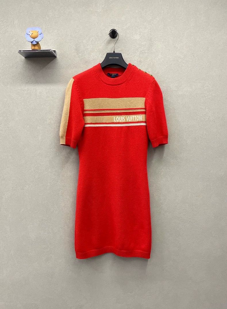 Louis Vuitton Red Knit Dress S