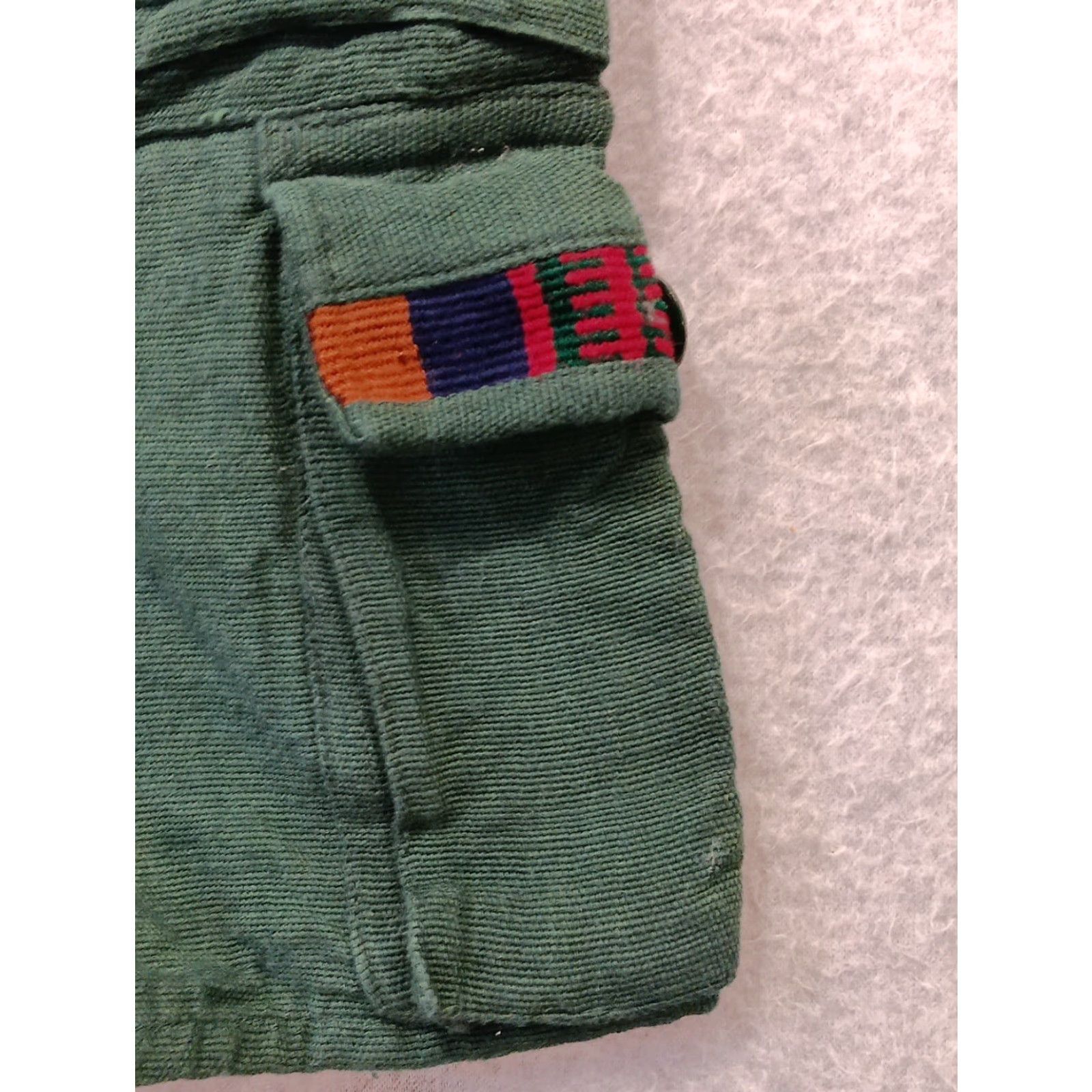 Vintage ARTES TIPICAS TECUM Pants Unisex Adults L Green 100% Cotton Canvas Wide-Leg Embroidered Pockets Adjustable Waist Size 36" / US 14 / IT 50 - 4 Thumbnail