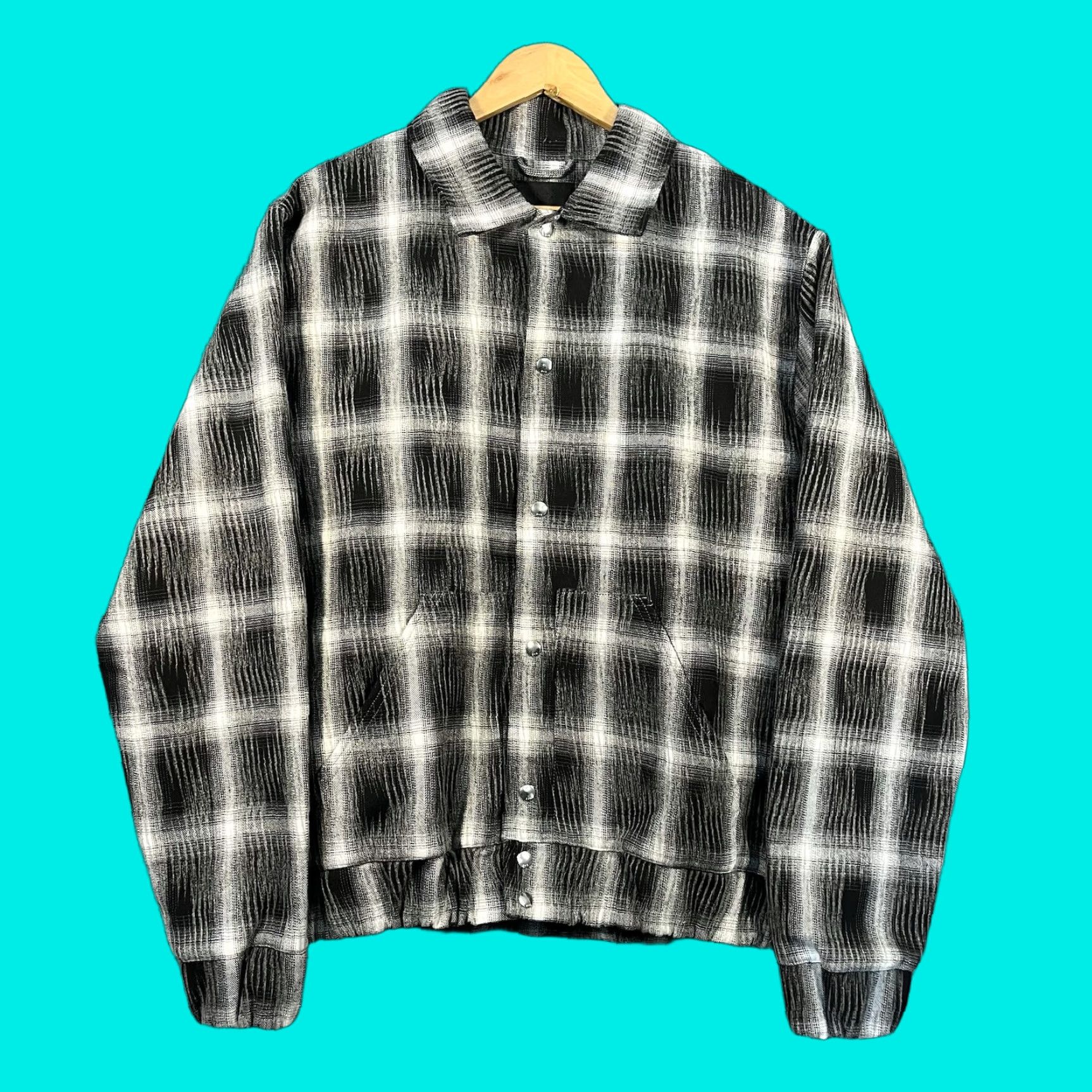 Rta RTA Jacket Shirt Black Plaid Flannel Regular Size L Mens Early 2000s Colorful Fall Winter Short Snaps Budget MSRP 495 Size US L / EU 52-54 / 3 - 1 Thumbnail