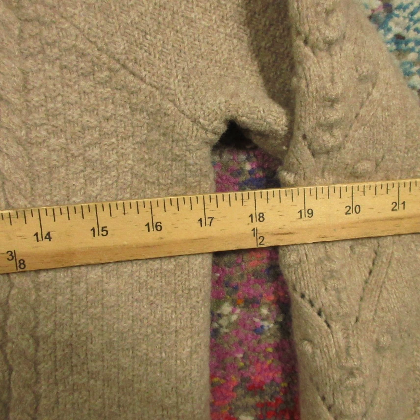 Vintage Garnet Hill Sweater Womens XS Beige Textured Pullover Crew Raglan Long Sleeve Wool Knit Casual Size XS / US 0-2 / IT 36-38 - 5 Thumbnail