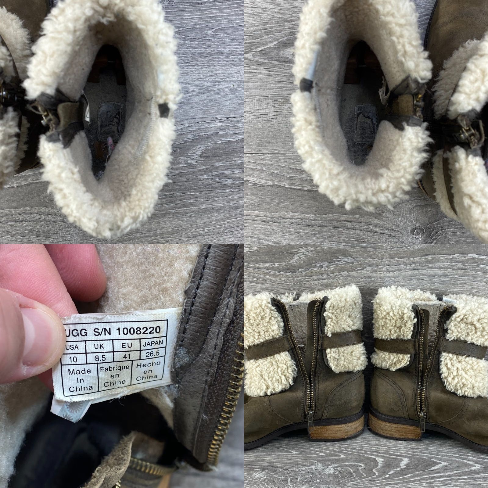 Ugg UGG Boots Womens 10 Blayre II Sherpa Lined Ankle Moto Brown Leather Side Zip Boots - UGG Blayre II Brown Leather Side Zip Womens 10 Size US 9 / IT 39 - 8 Thumbnail