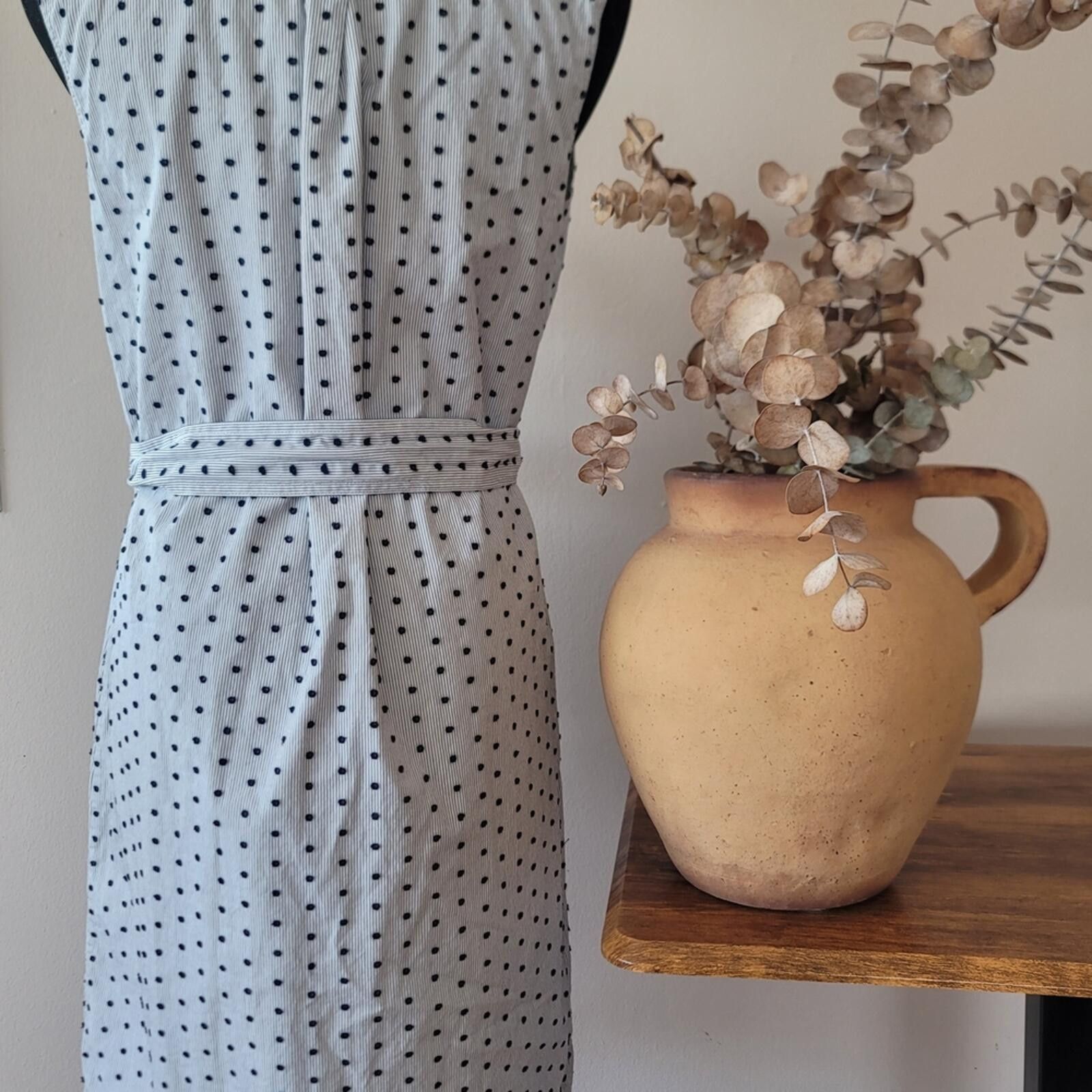 Banana Republic Banana Republic Navy Polka Dot Striped Midi Tie Dress Sz S Size S / US 4 / IT 40 - 6 Thumbnail