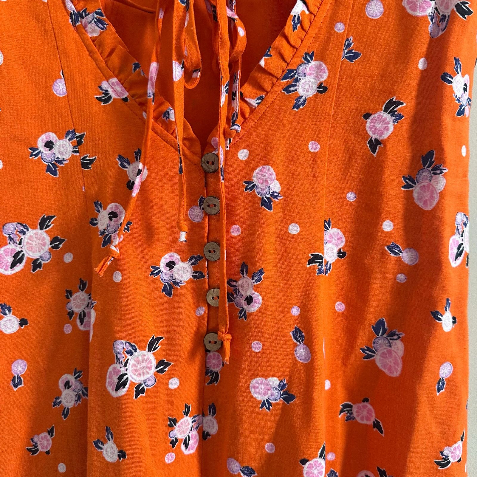 Free People Free People Like A Lady Orange Citrus Printed Mini Dress Size S / US 4 / IT 40 - 7 Thumbnail