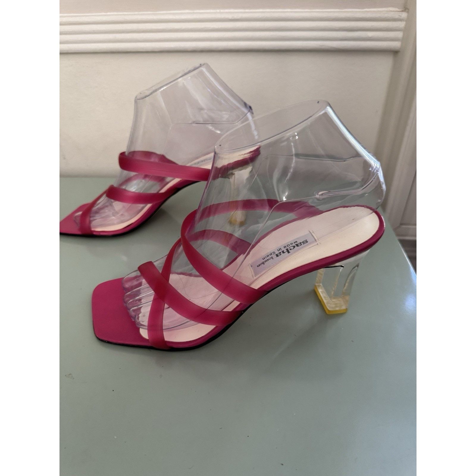 Vintage Vintage Sacha London Hot Pink Jelly Lucite Heel Y2K Sz 7.5 Size US 7.5 / IT 37.5 - 2 Thumbnail