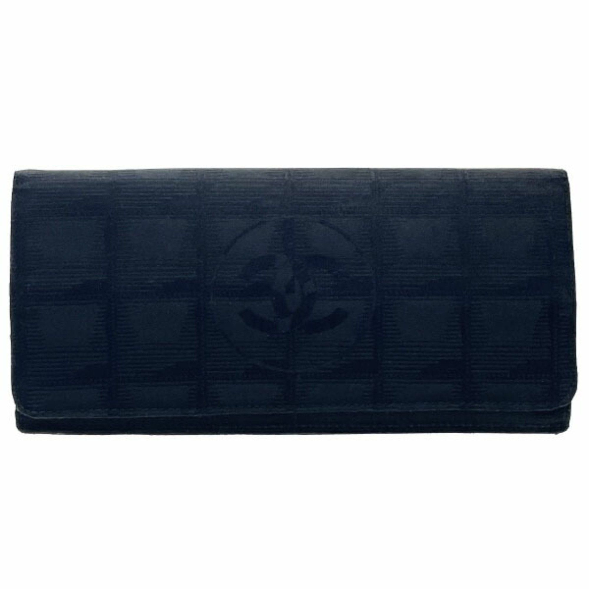 Chanel Long Wallet New Travel Line Bi-fold Nylon Jacquard Black