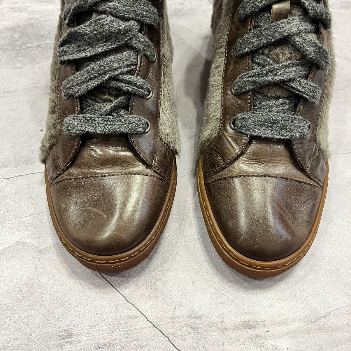 Brunello Cucinelli Brunello Cucinelli Leather Hi Top Shoe Trainers Sneakers Size US 8.5 / IT 38.5 - 6 Thumbnail
