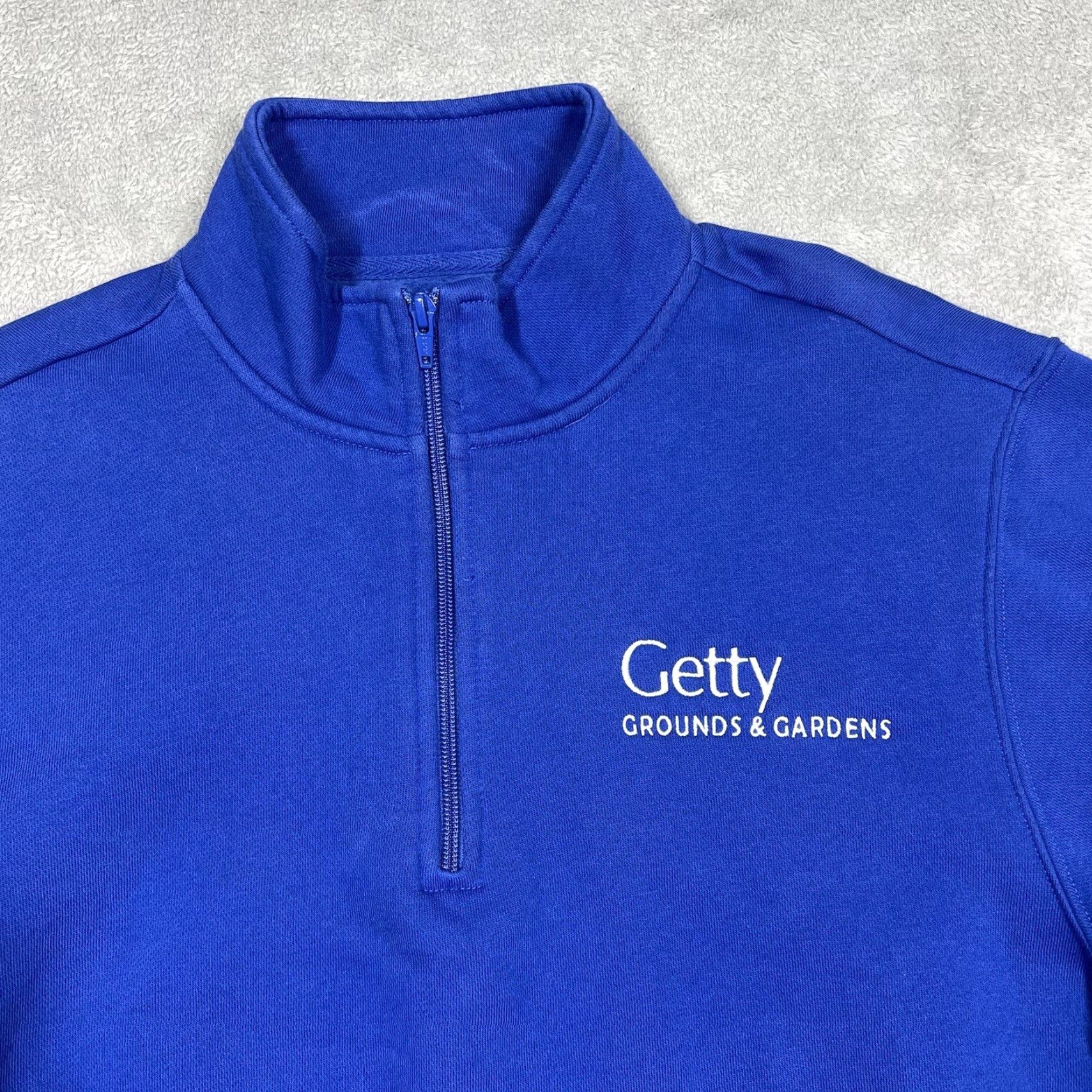 Vintage Sport-Tek The Getty Gardens & Grounds Mens Medium Pullover 1/4-Zip Sweatshirt Blue Size US M / EU 48-50 / 2 - 3 Thumbnail