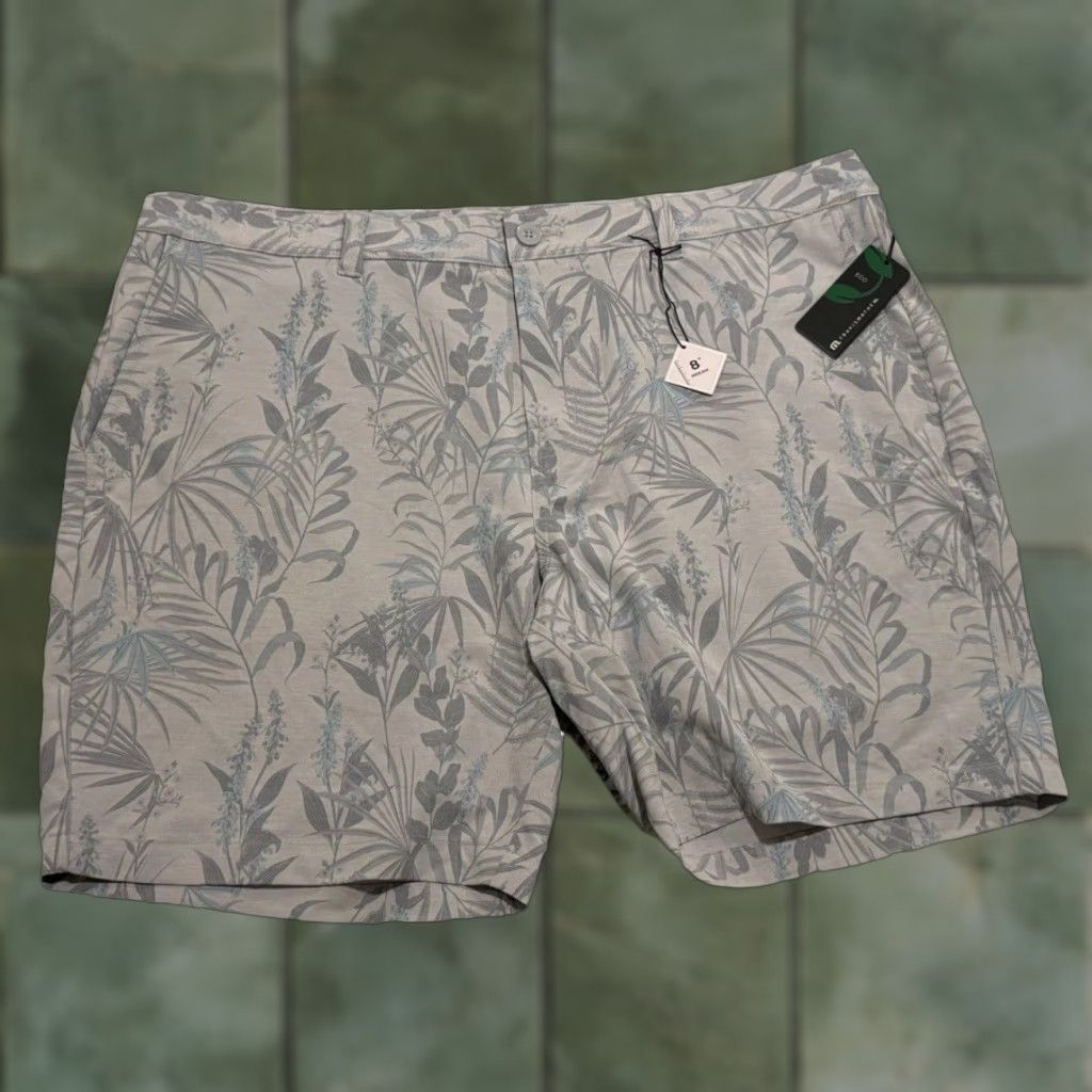 Travis Mathew Shorts 42 Gray Floral Golf Performance 8” Inseam