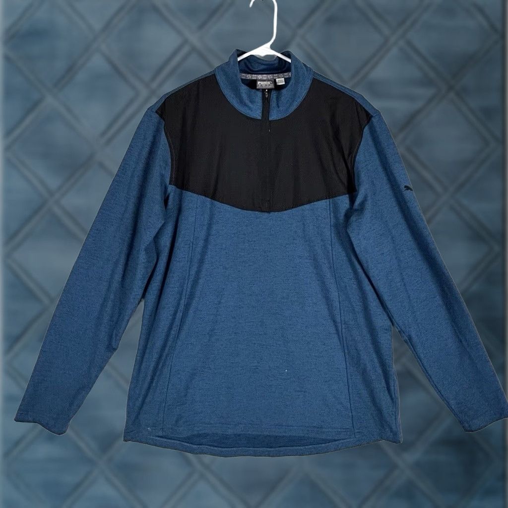 Puma Puma Mens Pullover Sweatshirt 1/4 Zip Long Sleeve Blue M Size Mock Neck Shirt Gym Run Size US M / EU 48-50 / 2 - 1 Thumbnail