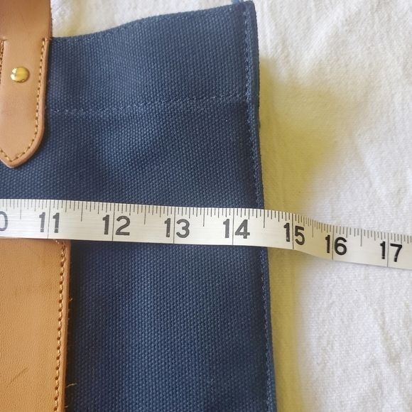 Barneys New York Barneys New York + Canvas Blue & Leather Handled Tote with P Size ONE SIZE - 8 Thumbnail