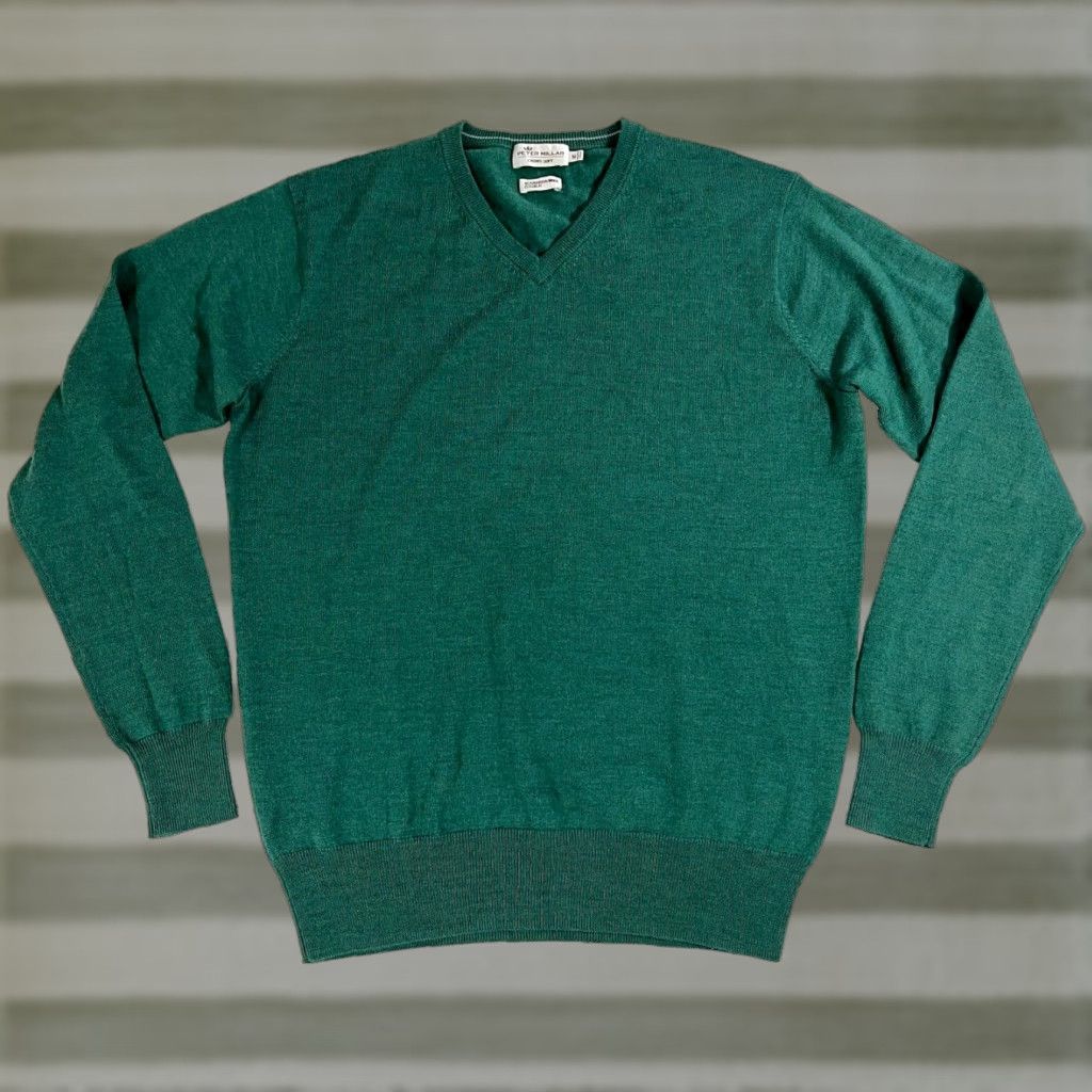 Peter Millar VINTAGE Peter Millar Crown Soft V-Neck Knit Sweater Mens Merino Wool Silk Sz M Green Pullover 85% Merino Wool, 15% Silk Classic Preppy Size US M / EU 48-50 / 2 - 1 Thumbnail