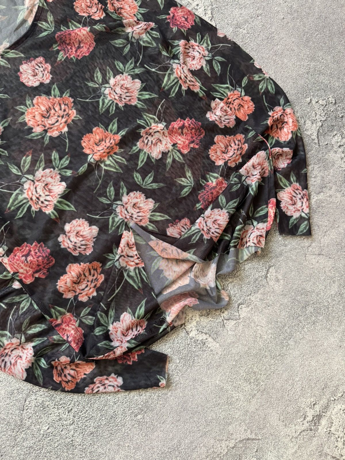 Japanese Brand × Jean Paul Gaultier Mesh top long sleeve flowers🌺 motive like Jean Paul Gaultier Size L / US 10 / IT 46 - 3 Thumbnail