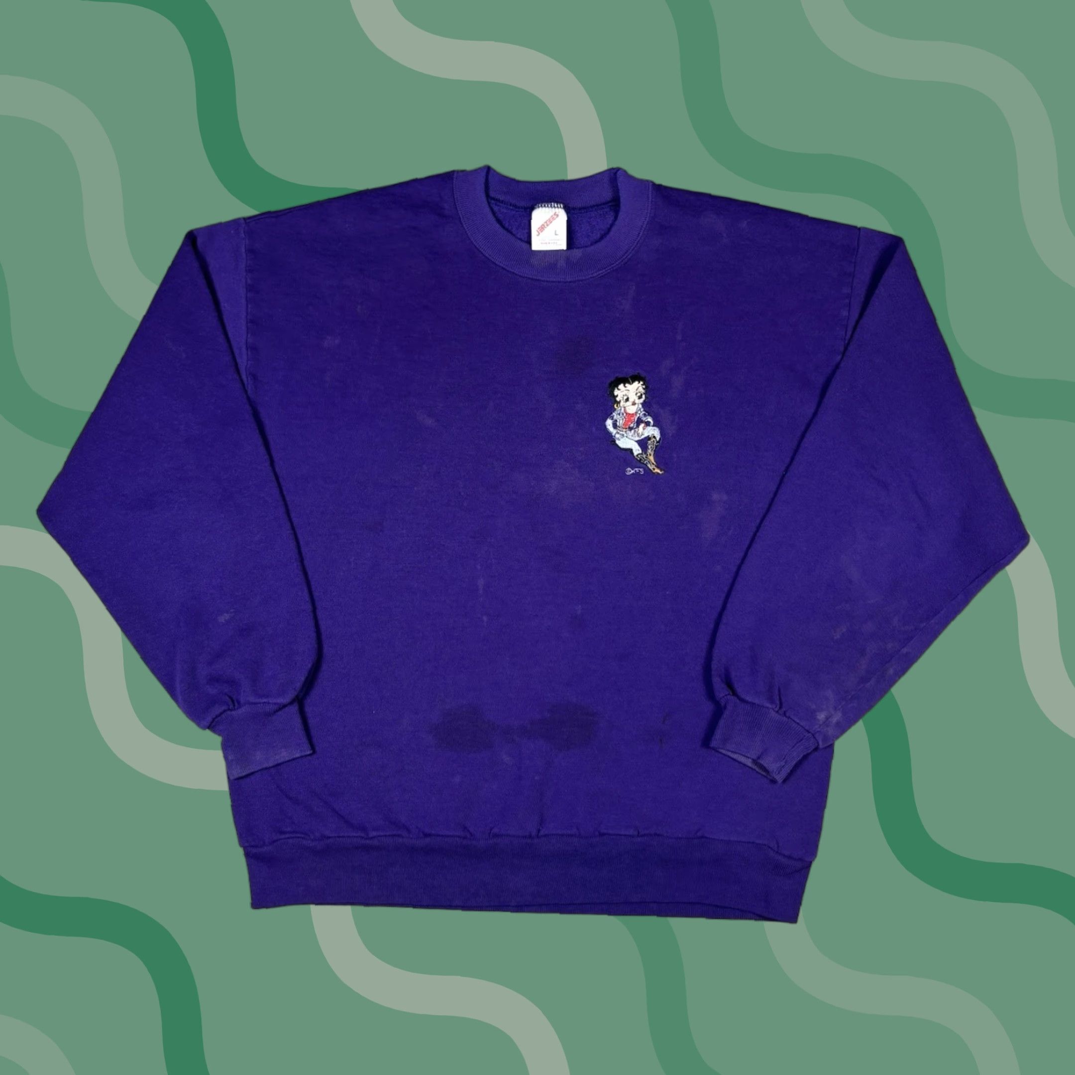 Jerzees VINTAGE Betty Boop Sweatshirt Embroidered Looney Tunes 90s Cartoon Size L USA Size US L / EU 52-54 / 3 - 1 Thumbnail