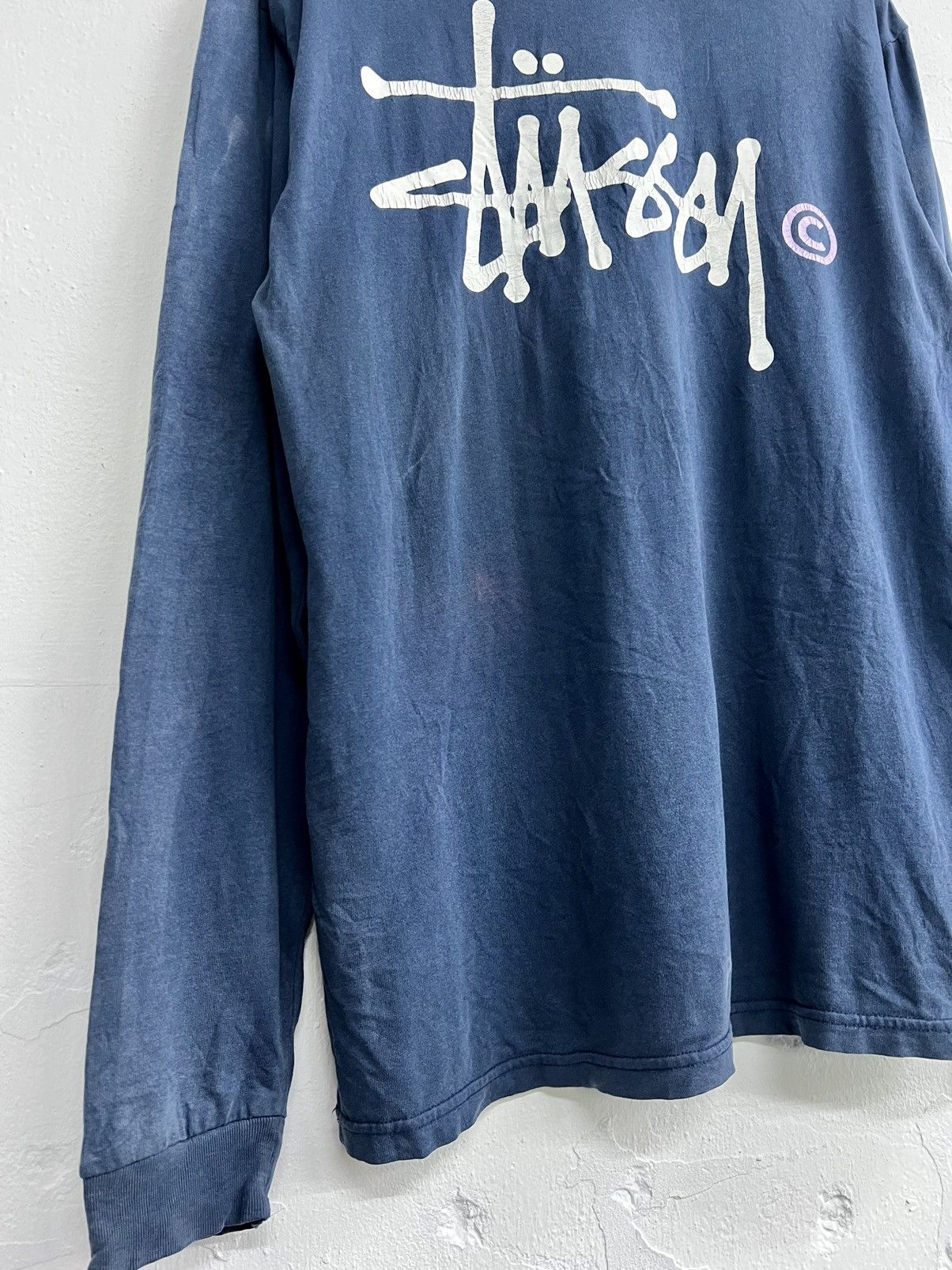 Stussy × Vintage VINTAGE Y2K FADED THRASHED STUSSY BIG LOGO TEE Size US L / EU 52-54 / 3 - 12 Thumbnail