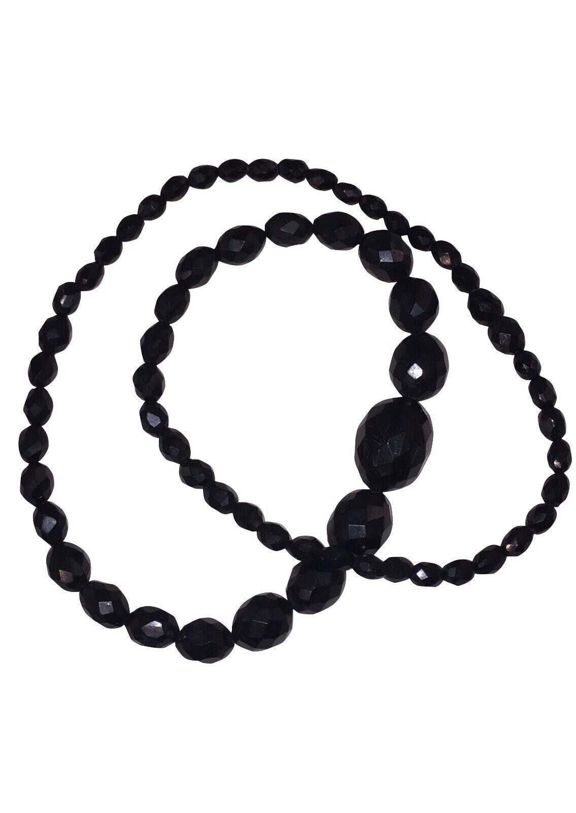 Designer Victorian Graduated Faceted Jet Bead Necklace Size ONE SIZE - 4 Thumbnail