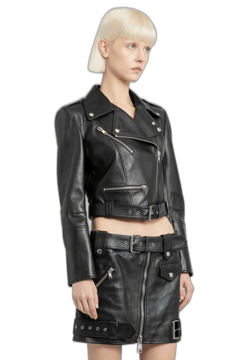 Alexander McQueen Alexander McQueen Short Leather Moto Jacket Size S / US 4 / IT 40 - 1 Thumbnail