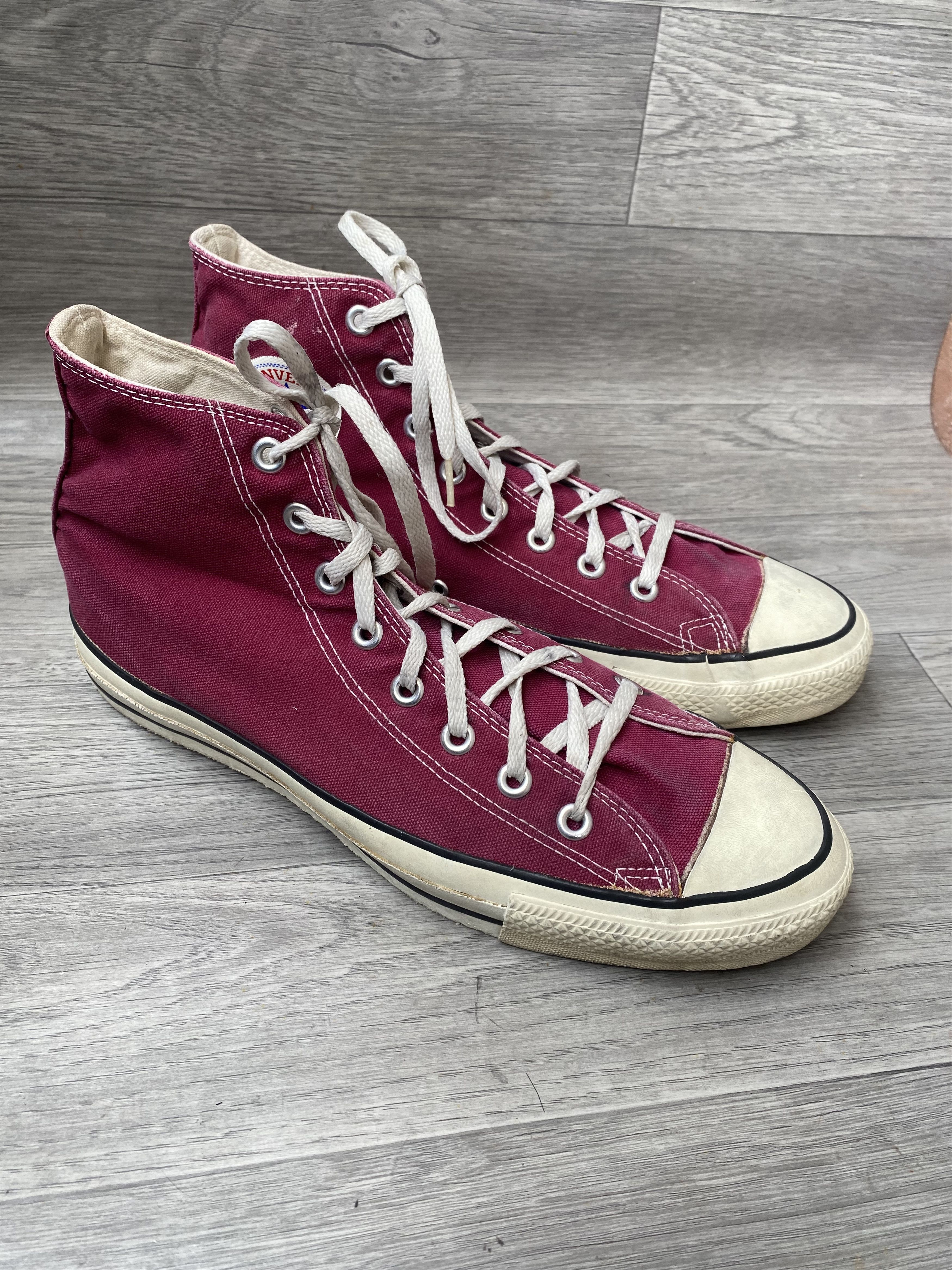 Converse Vintage 90's converse canvas hi-top maroon sneakers Size US 10.5 / EU 43-44 - 6 Thumbnail