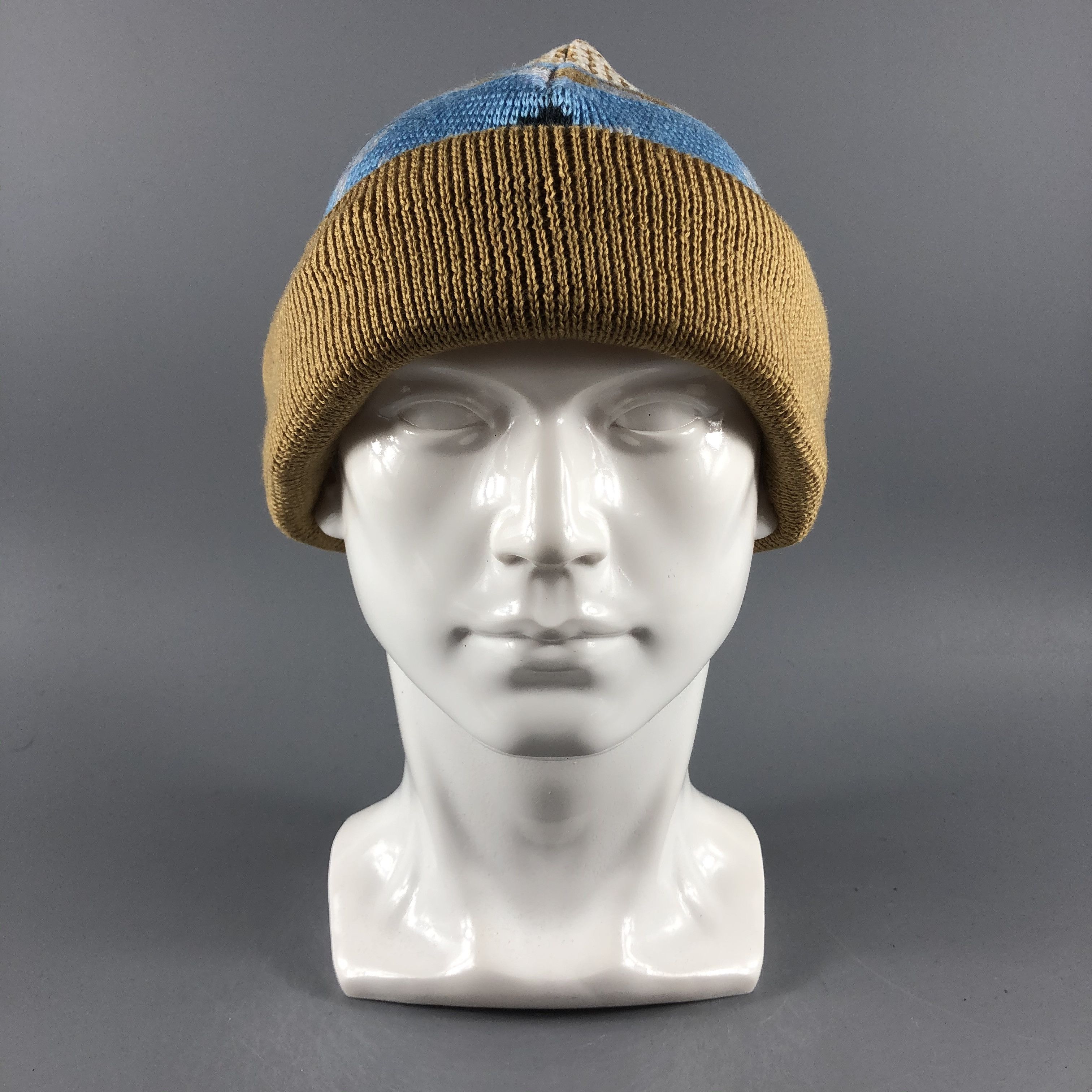 image of Vintage Hats Fair Isle Beanie Knit Snow Hat Snow Cap B1261, Men's