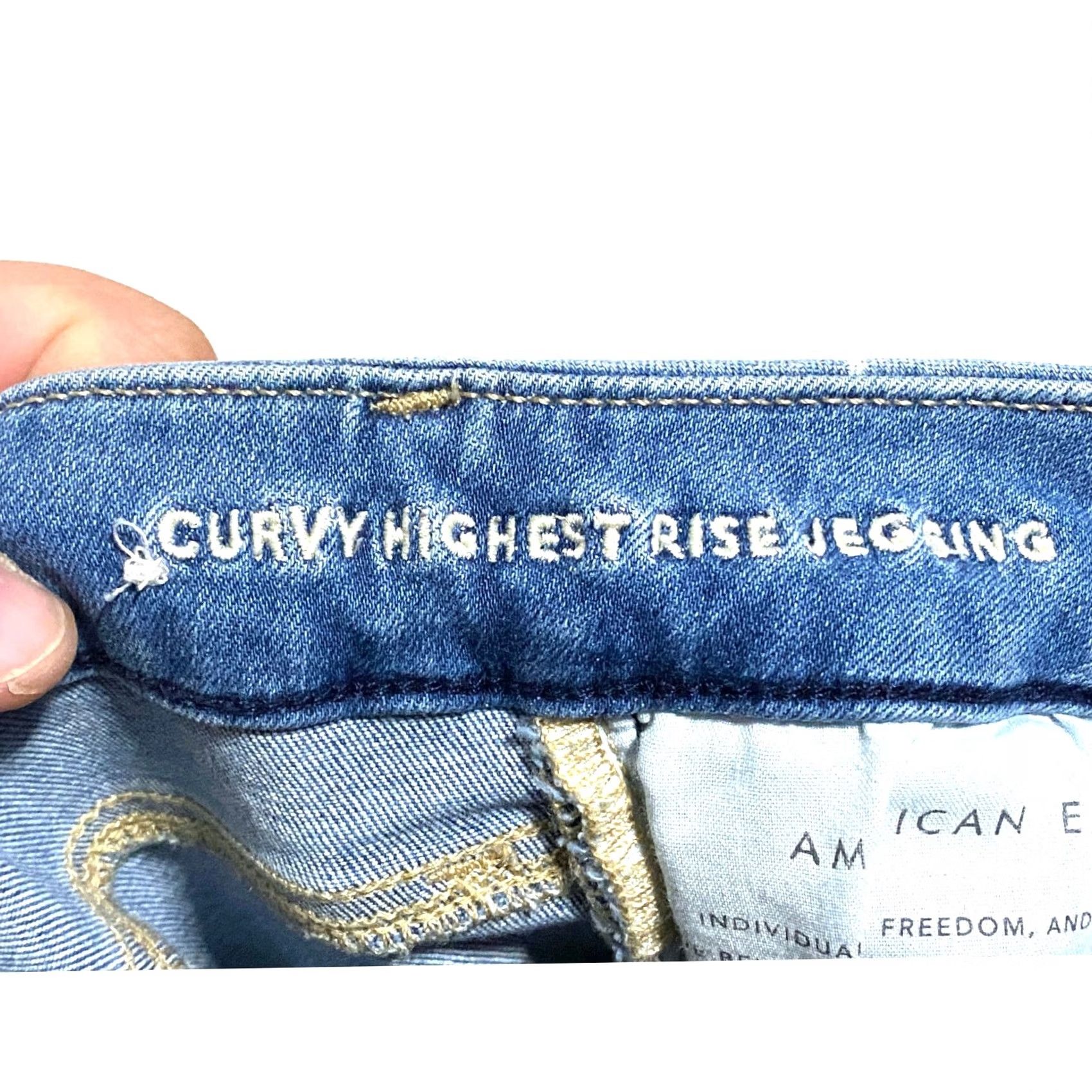 American Eagle Outfitters VINTAGE American Eagle Curvy Highest Rise Legging Jeans Womens 4S Stretch Distressed Y2K Grunge Punk Rock Jeans Womens XS? Size 27" / US 4 / IT 40 - 7 Thumbnail