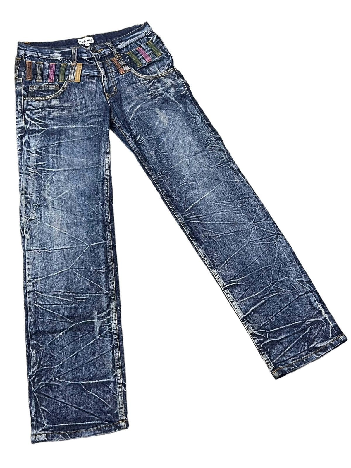 If Six Was Nine PUNK SICK💥NYLAUS Acid Wash Double Waist Distressed Denim 🔥 Size US 30 / EU 46 - 4 Thumbnail