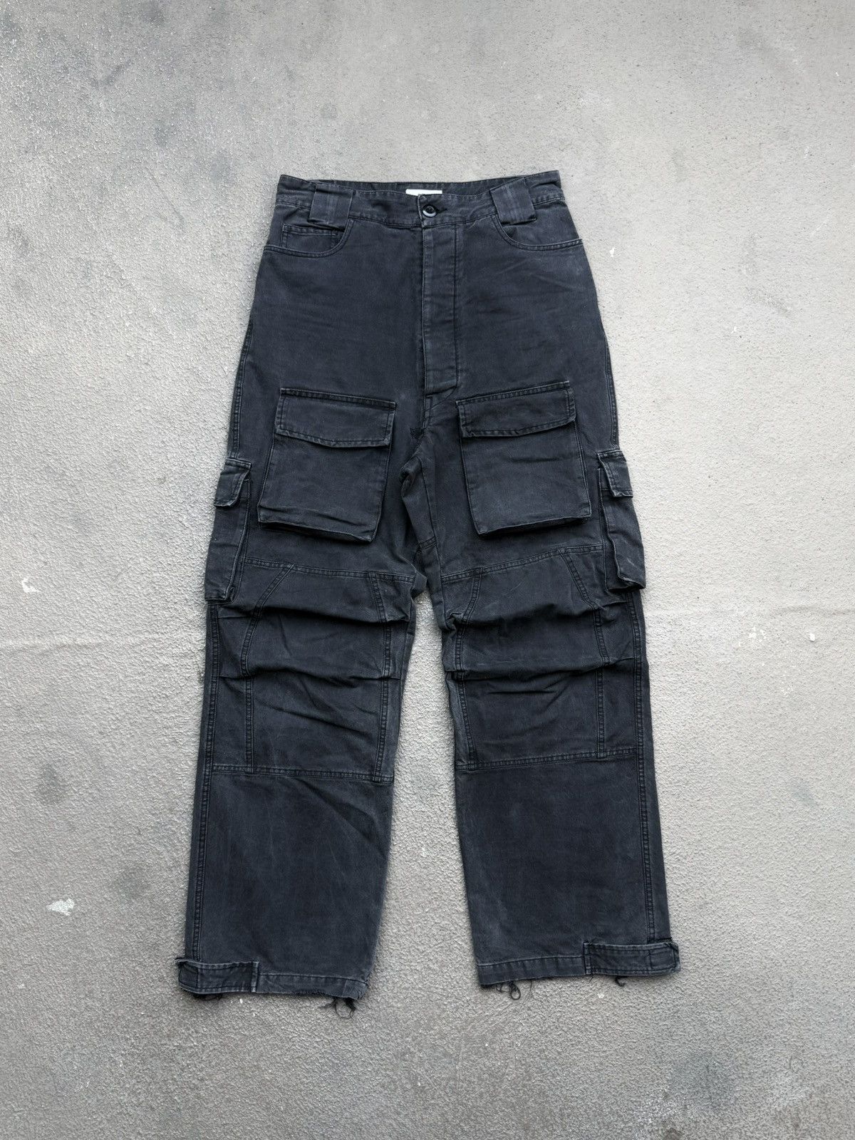 Ojardorf O Files Pocket Cargo Pants Faded Black Size US 31 - 1 Thumbnail