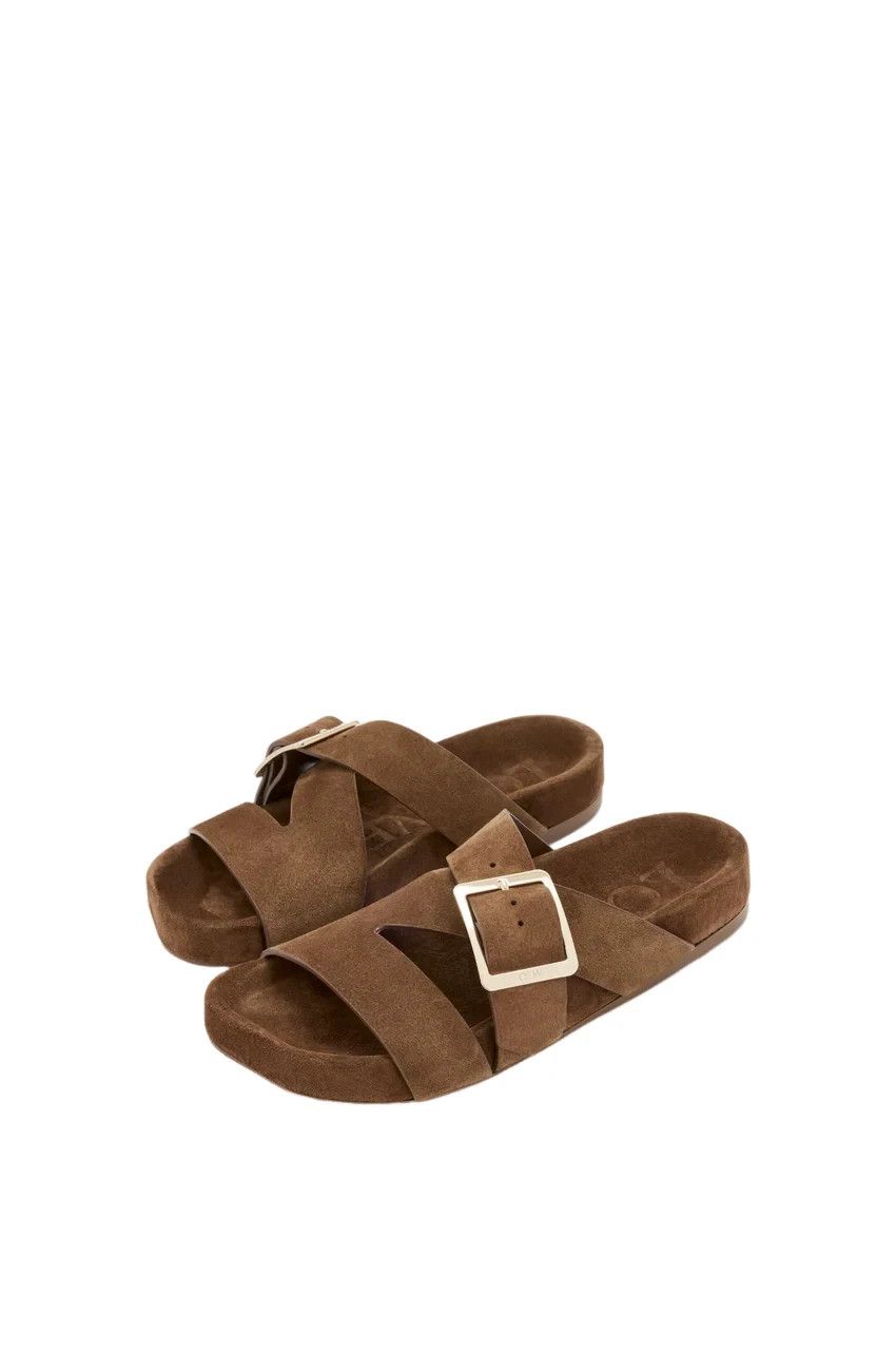 Loewe LOEWE Ease $990 Brown Suede Slide Sandals New & Authentic Size US 7 / IT 37 - 1 Thumbnail