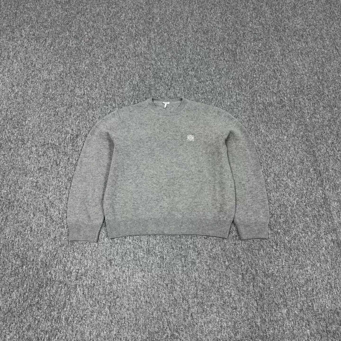 Loewe Loewe Gray Embroidered Logo Wool Knit Sweater M 99 New Size M / US 6-8 / IT 42-44 - 1 Thumbnail