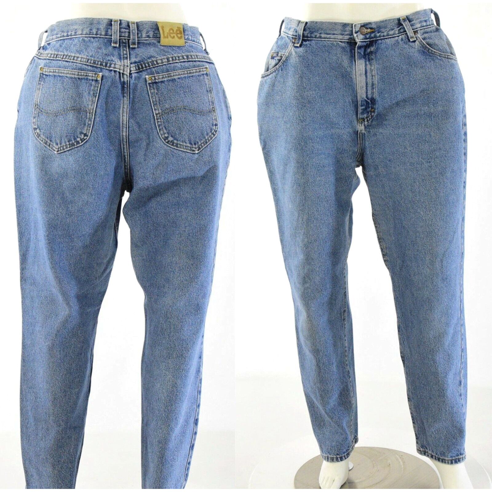 image of Vintage High Waist Taper Leg Lee Jeans Women’S Size 18 Acid Wash in White, Women's