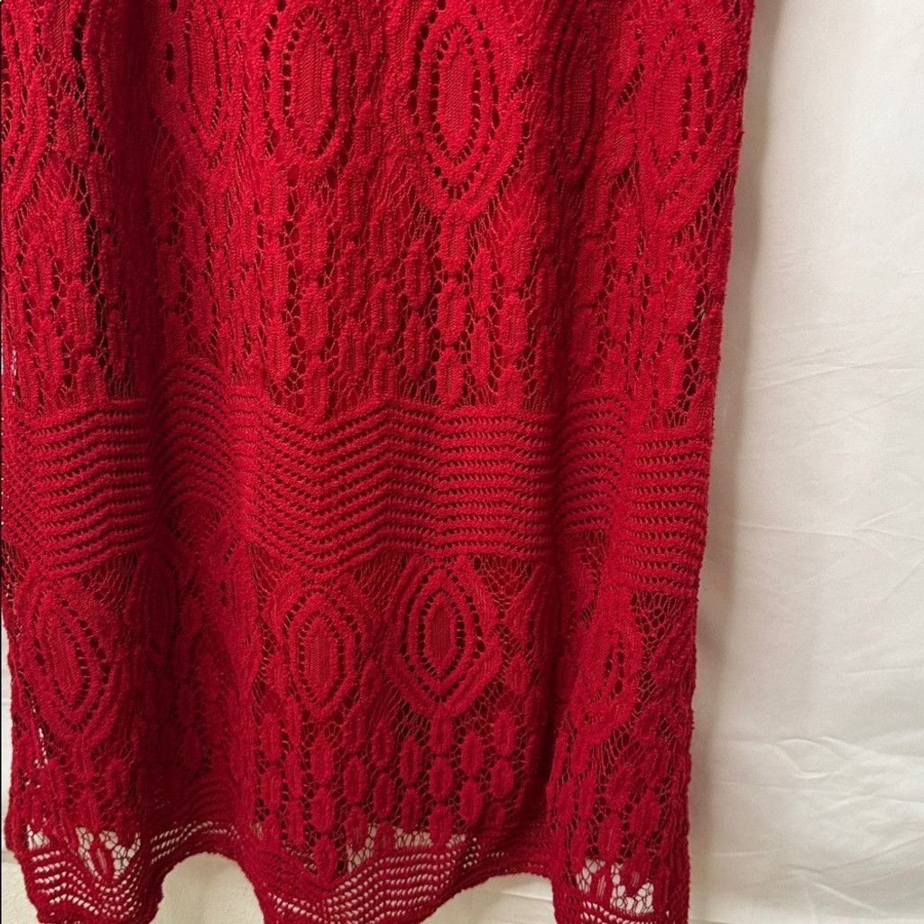 The Unbranded Brand Sharagano red lace half sleeve shift lace dress sz 16W Size XXL / US 16-18 / IT 52-54 - 3 Thumbnail