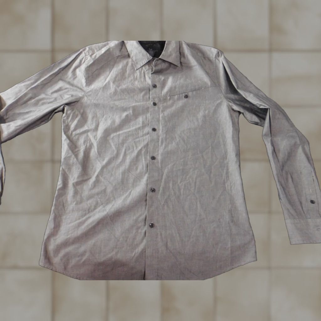 Marcs Marc Ecko Mens Shirt Medium Gray Logo Classic Logo Button-Up Short Sleeve Collared Camp Casual Western 90s? Size US M / EU 48-50 / 2 - 1 Thumbnail