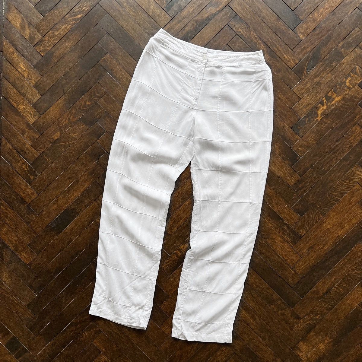 Armani × Vintage Armani Jeans Womens Vintage 90s White Viscose Linen Pants Size 27" / US 4 / IT 40 - 4 Thumbnail