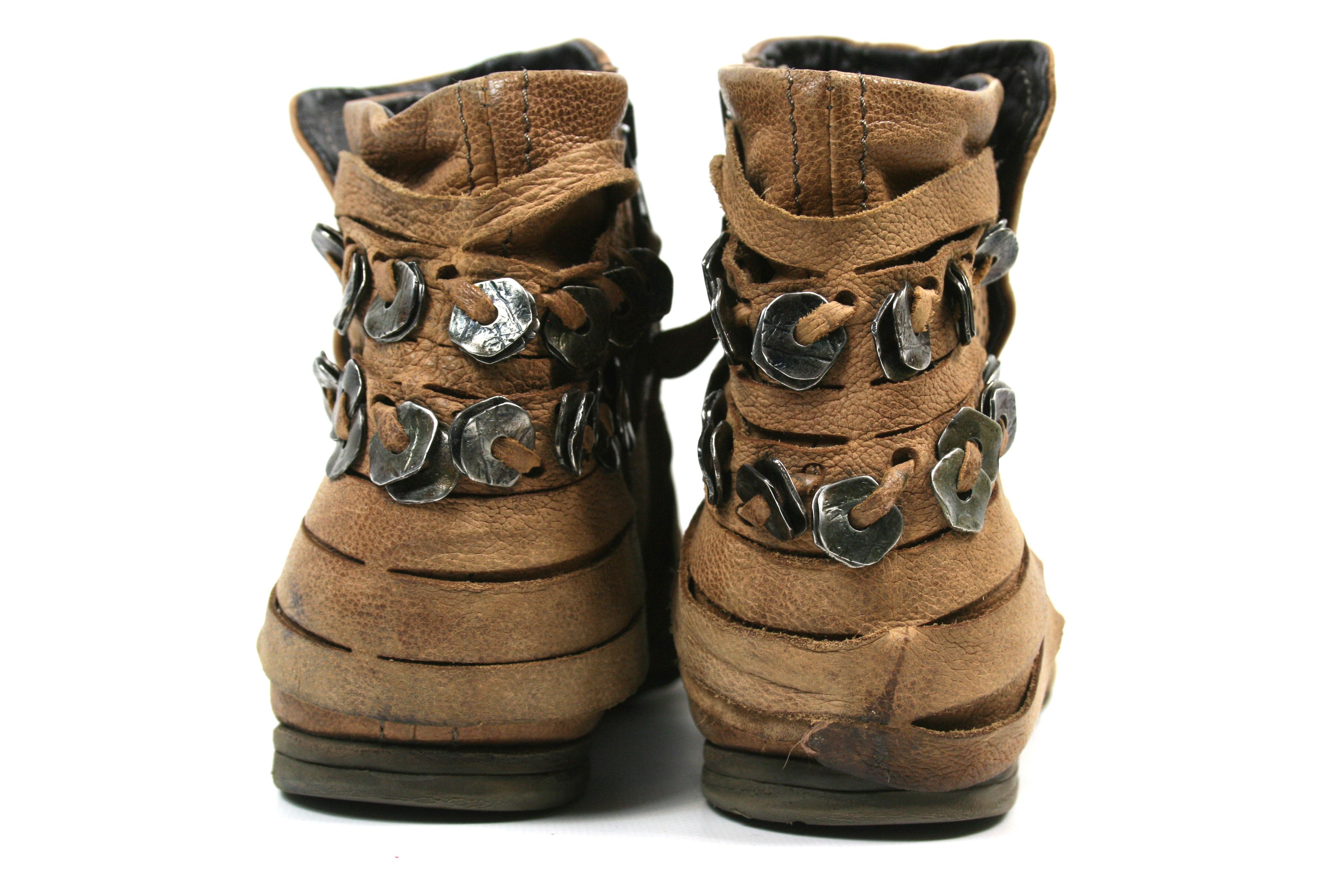 A.S.98 00S Medallions Biker Leather Ankle Boots Vintage Size US 9 / IT 39 - 9 Thumbnail