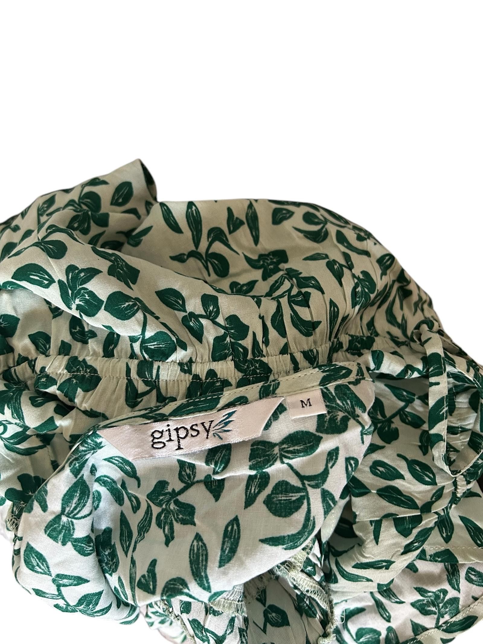 Gypsy Gipsy Floral Peplum Top - Green Leaf Print Size M / US 6-8 / IT 42-44 - 5 Thumbnail